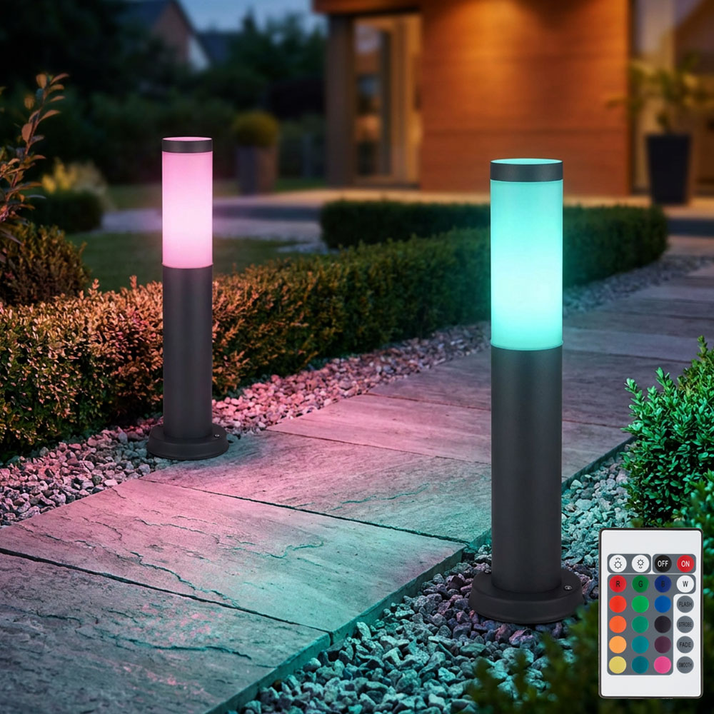Lot De 2 Lampadaires D'Extérieur Led Rgb Dimmable Jardin Terrasse