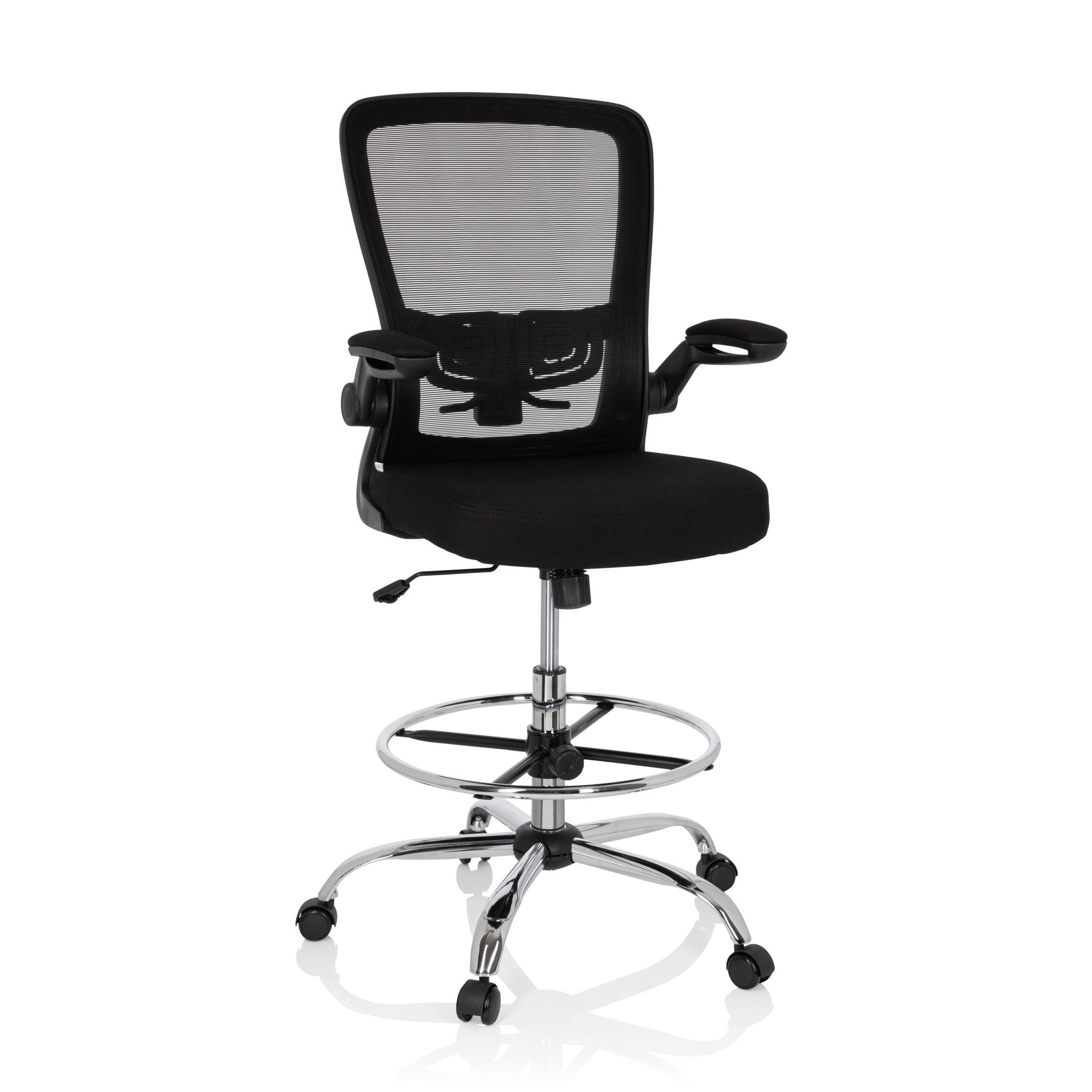 Schwarz Arbeitsstuhl / Arbeitshocker Vendo Work Netzstoff / Stoff Hjh Office - Bild 2