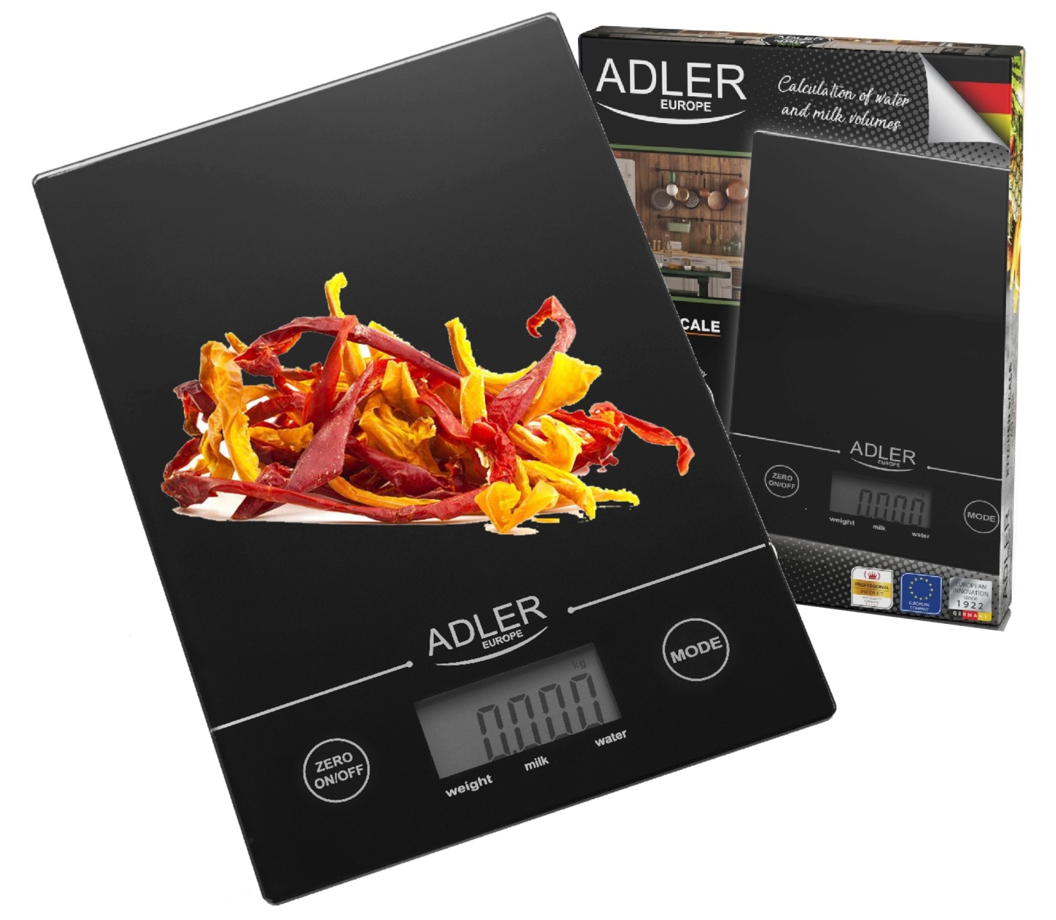 Adler Schwarz Ad-3138 Digitale Küchenwaage, Lcd-Anzeige, 5 Kg, Hohe Genauigkeit, Lebensmittelwaage, Tara, +-1Kg