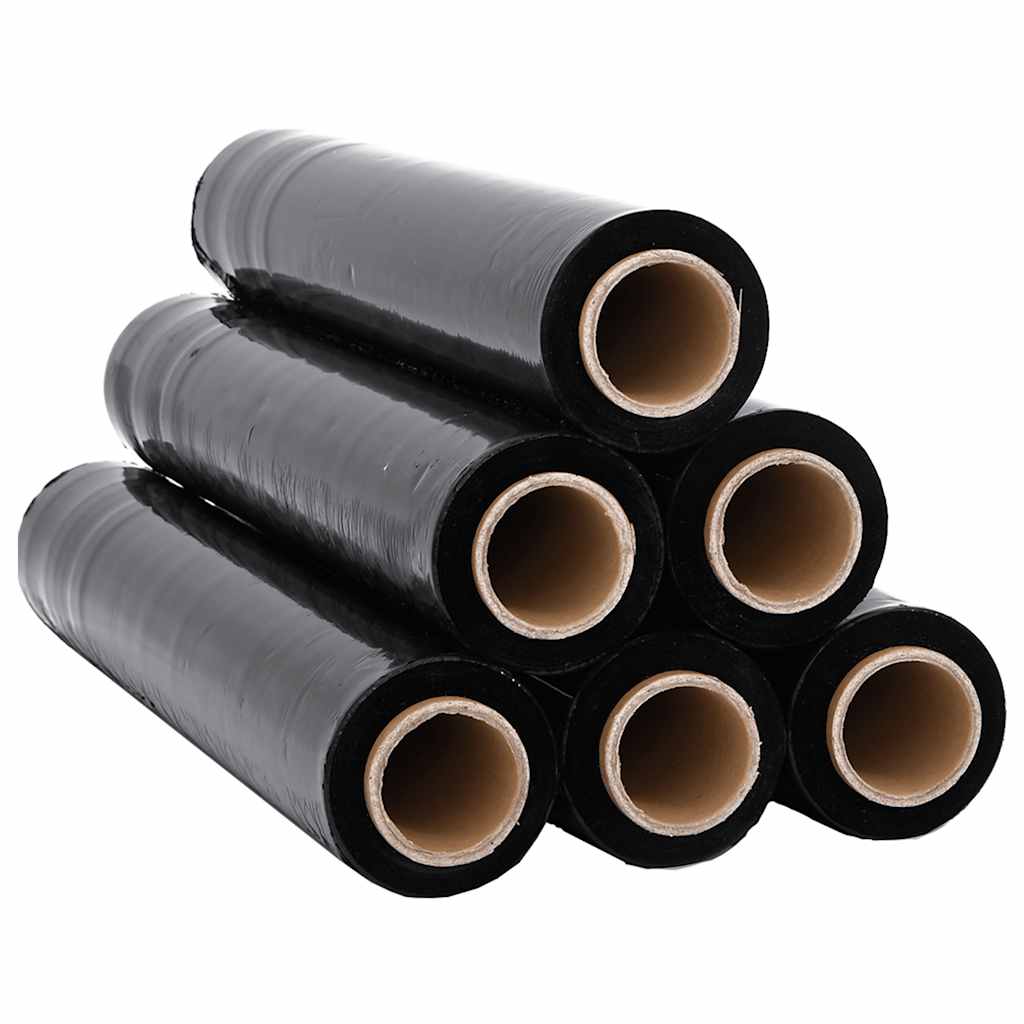 vidaXL Film étirable 6 pcs noir 23 μm 50 cm x 300 m