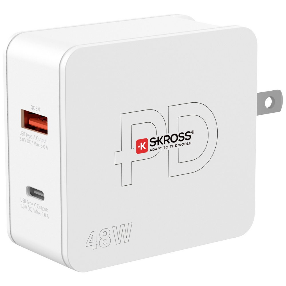 Skross Weiß - Multipower Combo+ Us Usb Ladegerät 48 W 1X Usb-A, 1X Usb-C® Innenbereich