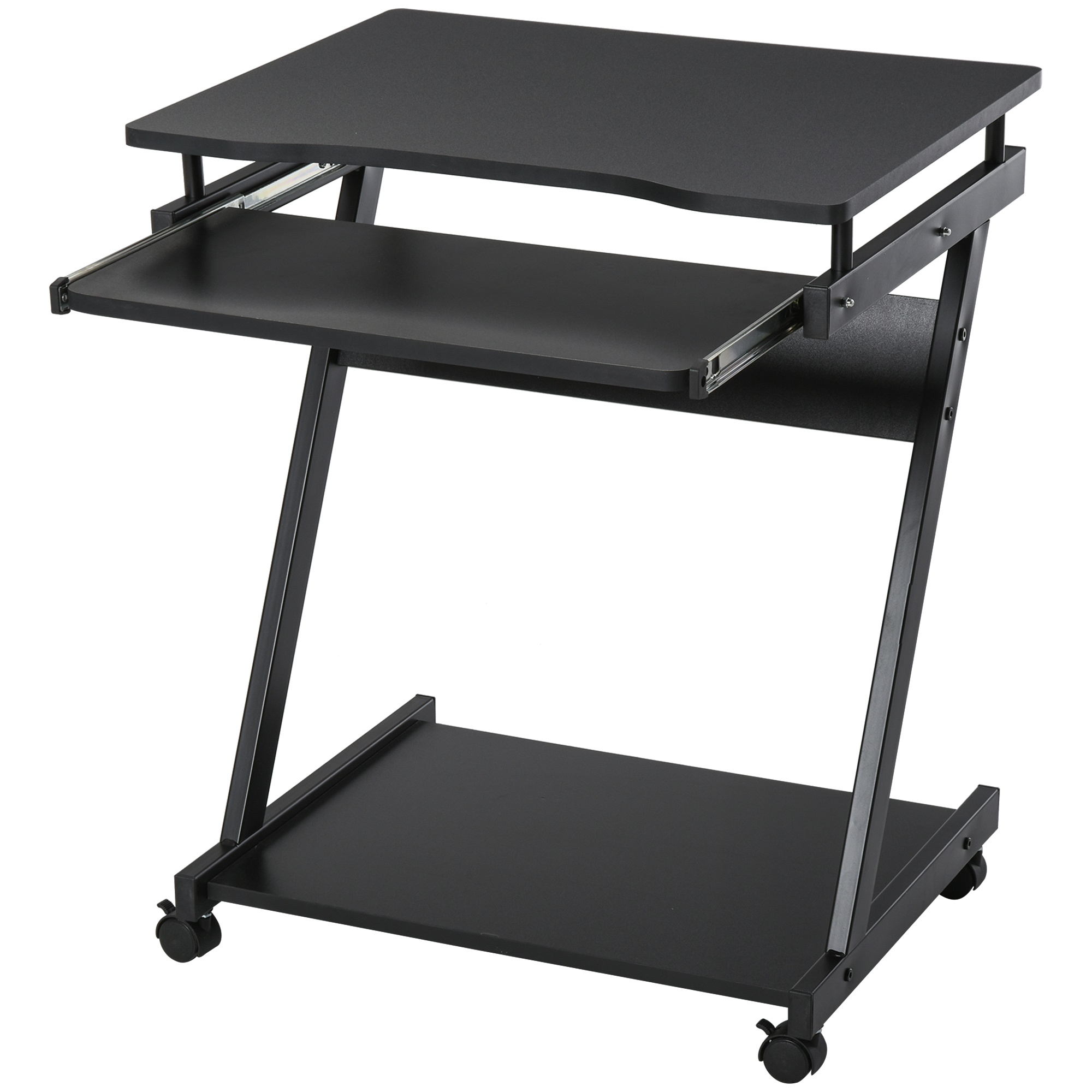 Escritorio para Portátil Homcom - Escritorio Móvil - Escritorio para Computadora - Bandeja Deslizante para Teclado + Estante - Negro