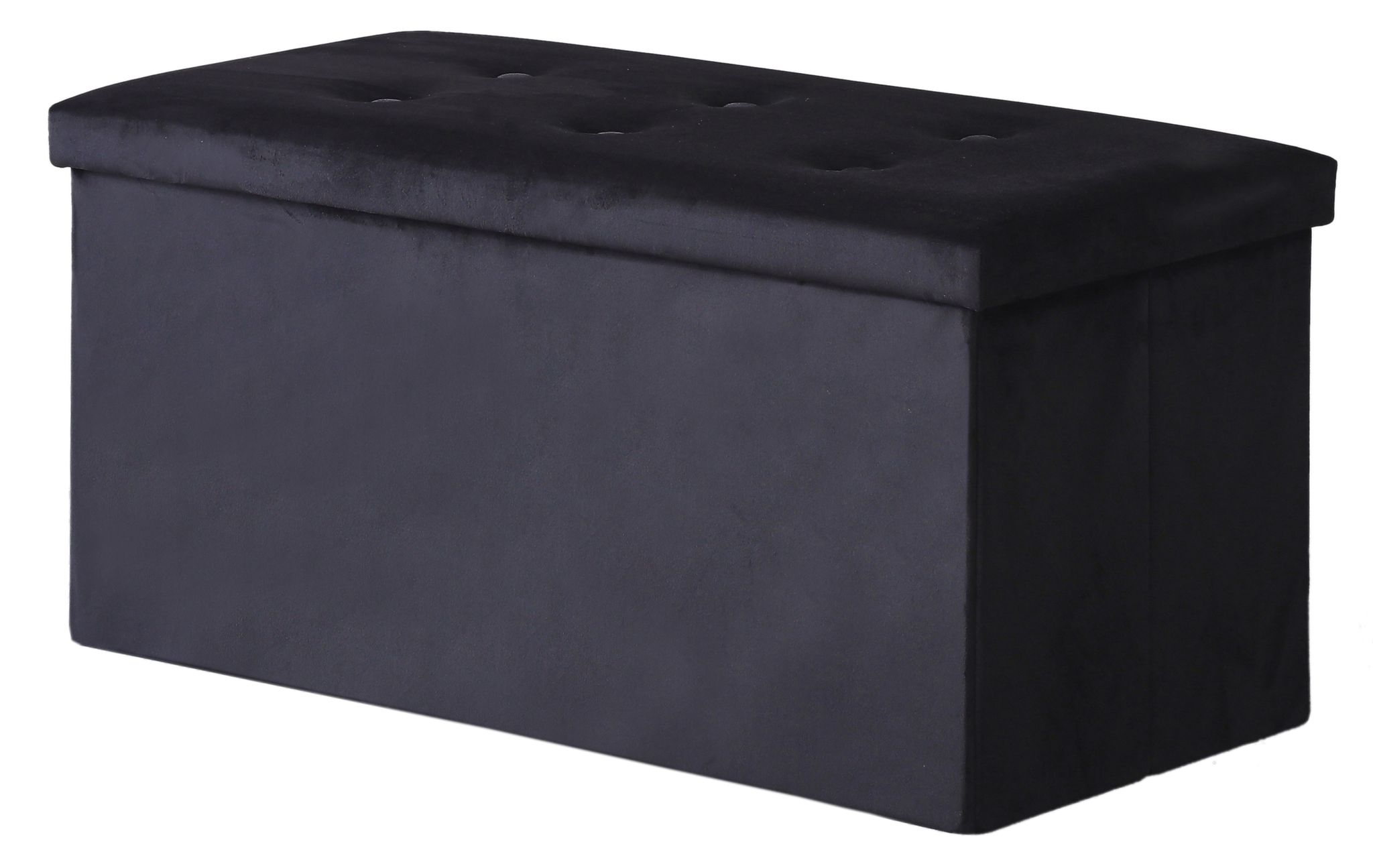 Hobag – Coffre De Rangement Pouf Pliable En Velours 76cm – Noir