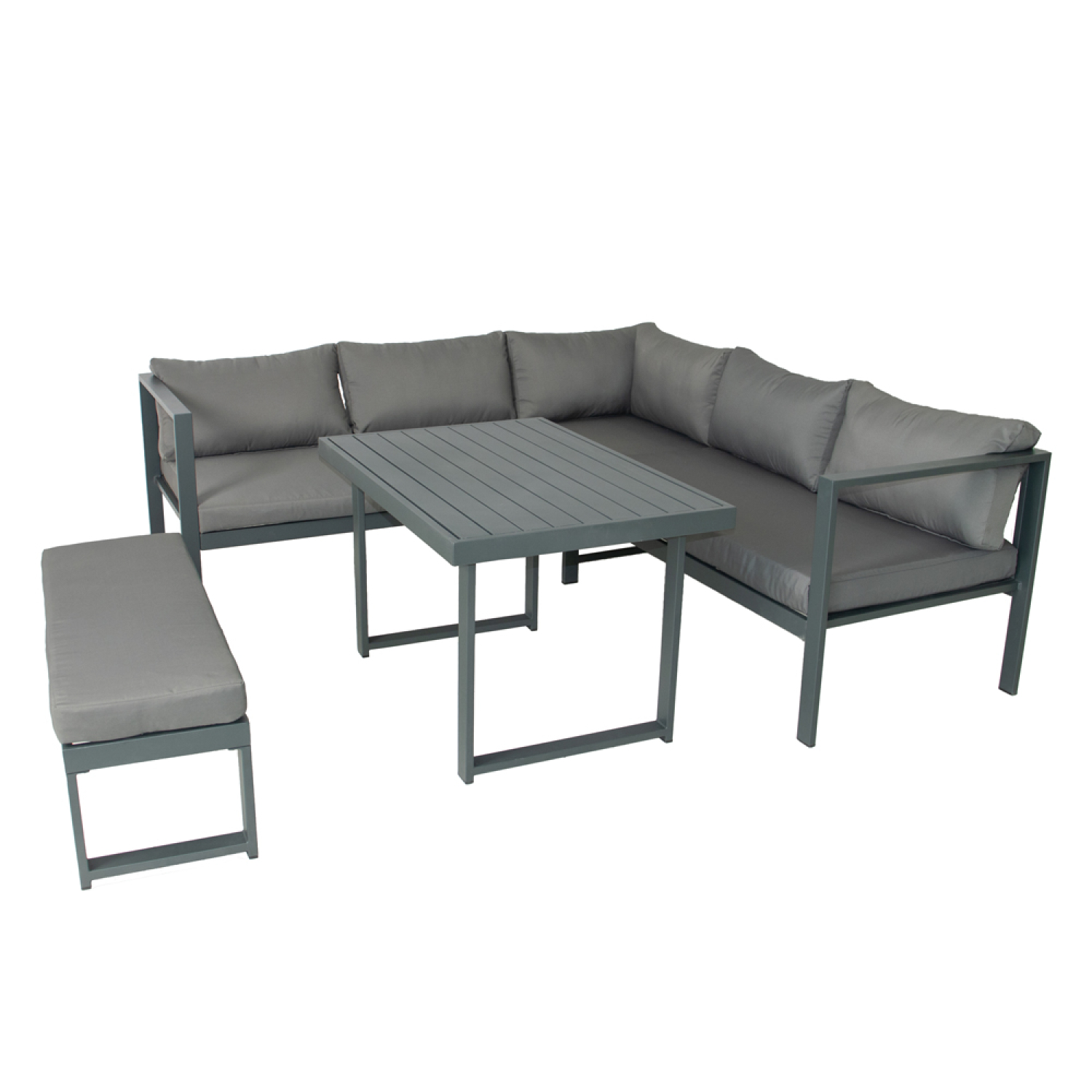 Concept-usine - Marbella - Salon De Jardin Gris Foncé 6 Places Canapé +