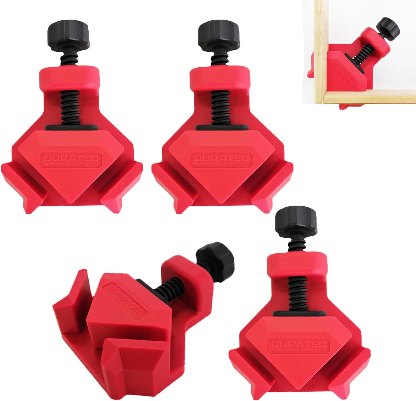 Serre-joint d'angle 90° avec pince à angle droit, force de serrage 25 kg, pour panneaux de 2 à 26 mm, lot de 4
