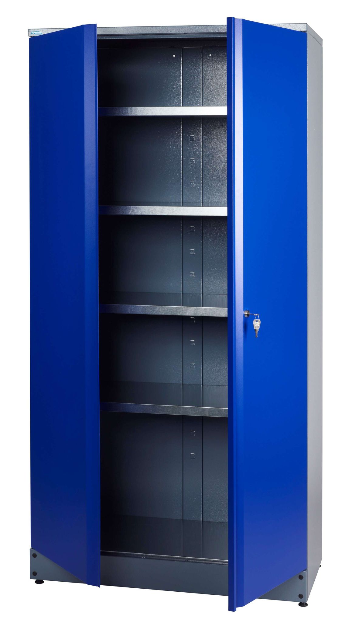 Kupper - Küpper Armoire Haute Modèle 70297, 180 X 45 X 91 Cm, 1 Porte Double, 4 Tablettes, Bleu Outremer