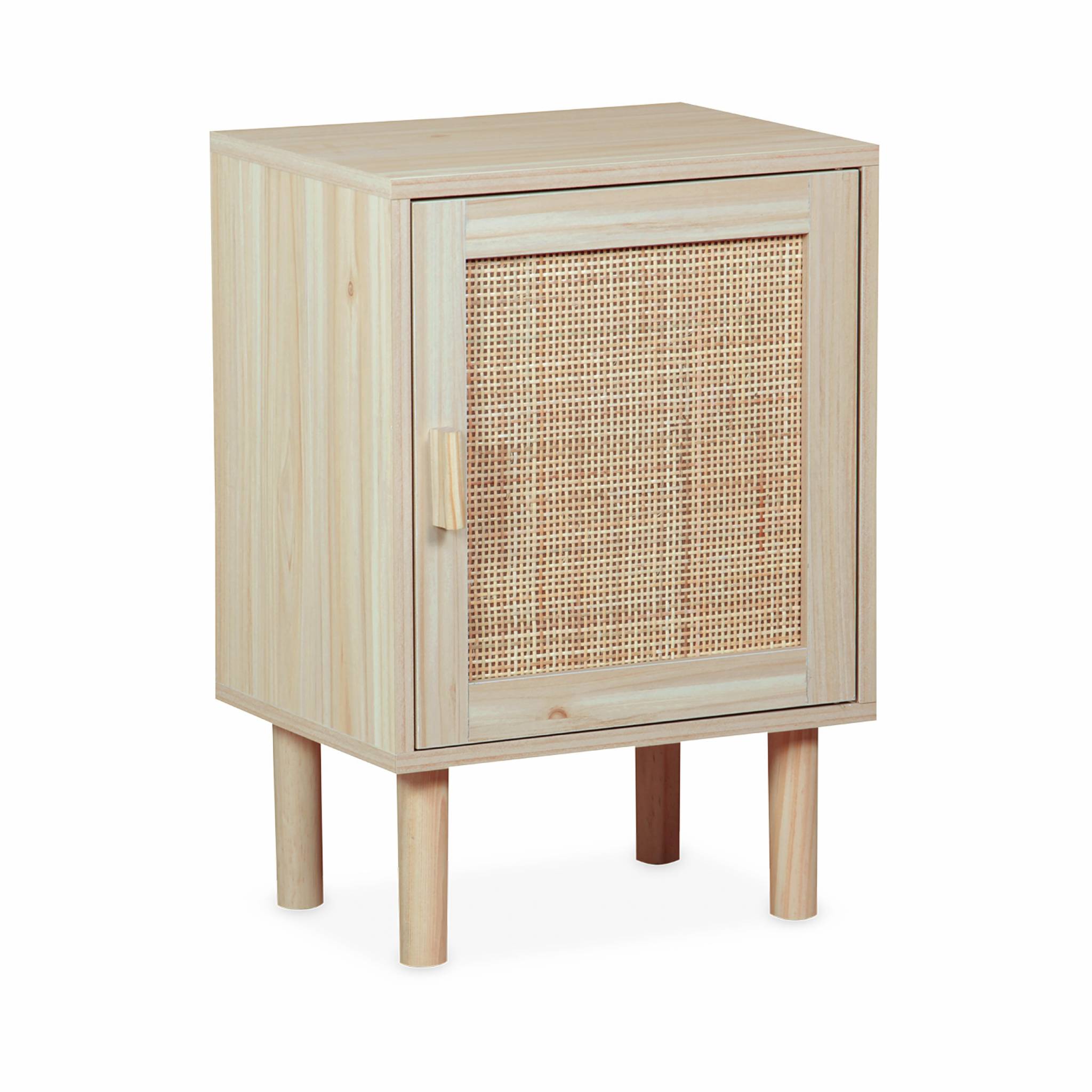 Sweeek - Table De Chevet En Cannage Et Décor Bois - Camargue
