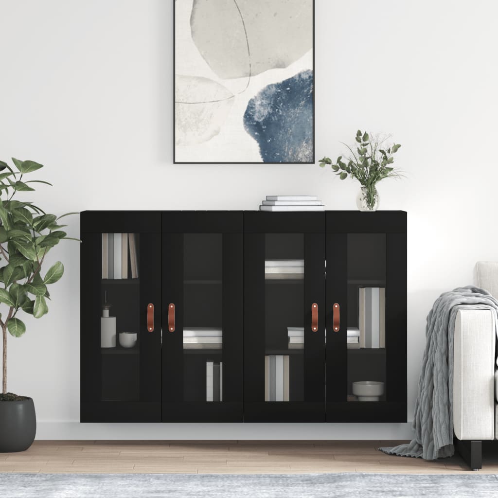Armadietti A Parete 2 Pz Neri In Legno Multistrato Vidaxl