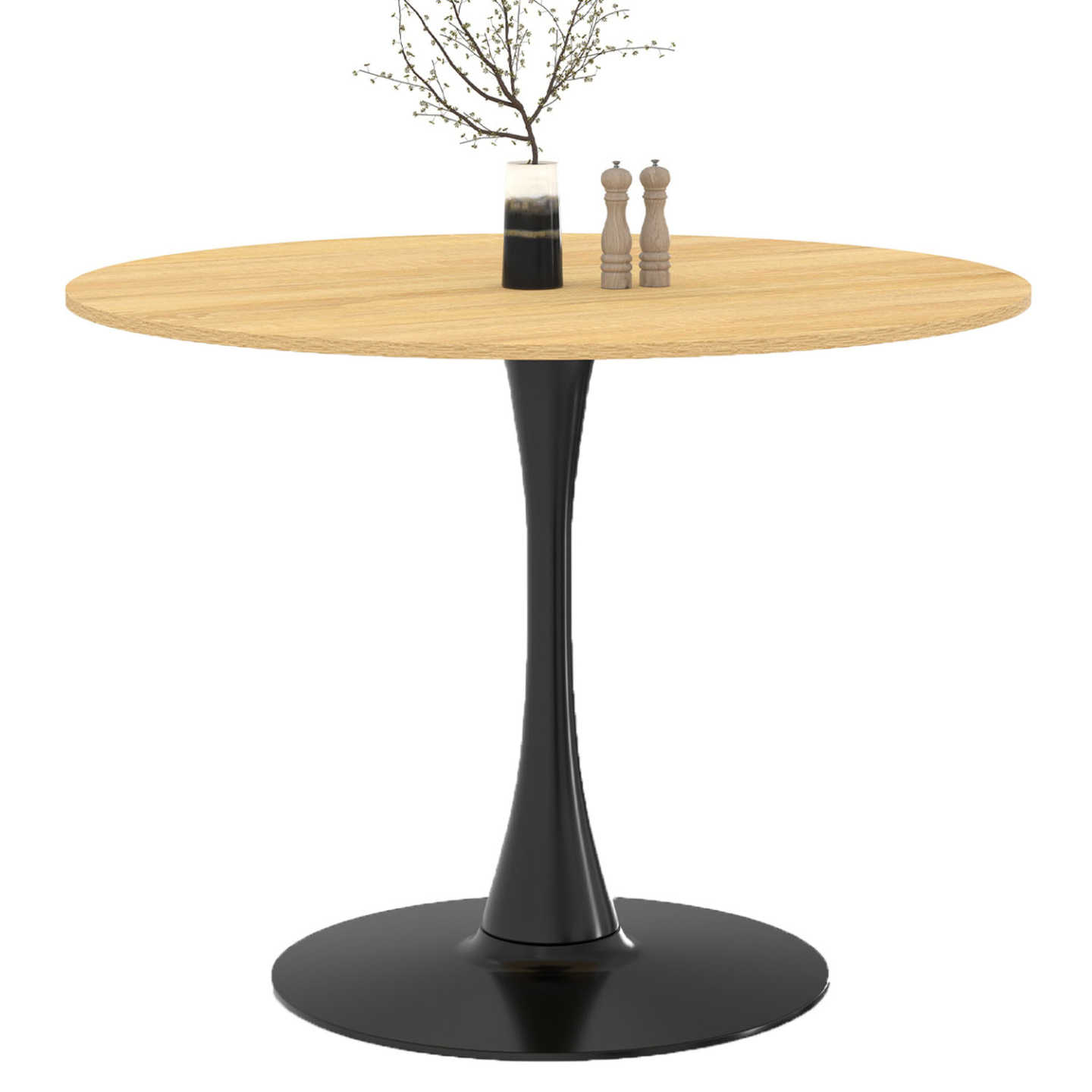 Idmarket - Table À Manger Ronde Dalia 4 Personnes Pieds Tulipe Bois Et