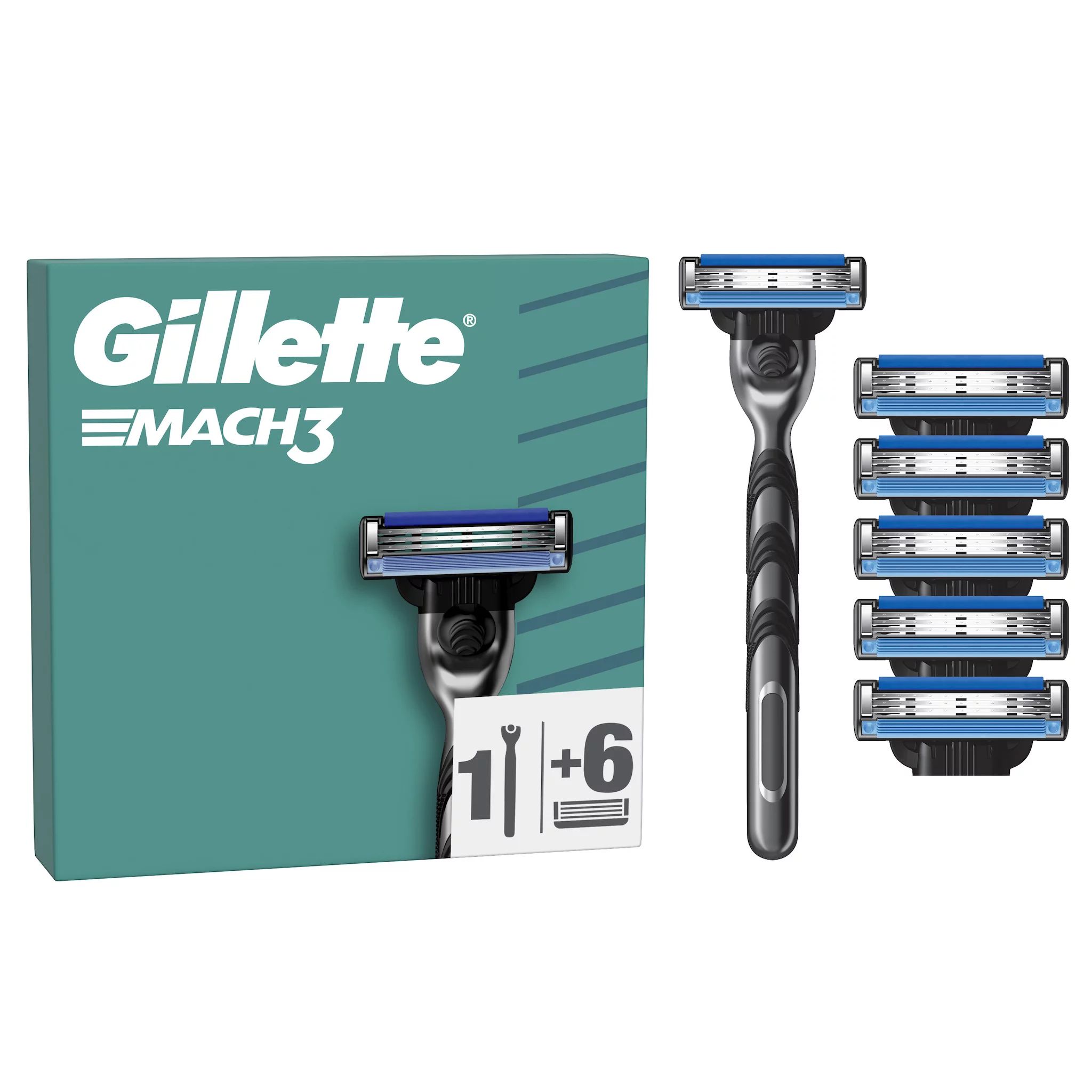 Gillette Mach3 Systemklingen 6Er + Handstück Ersatzklingen