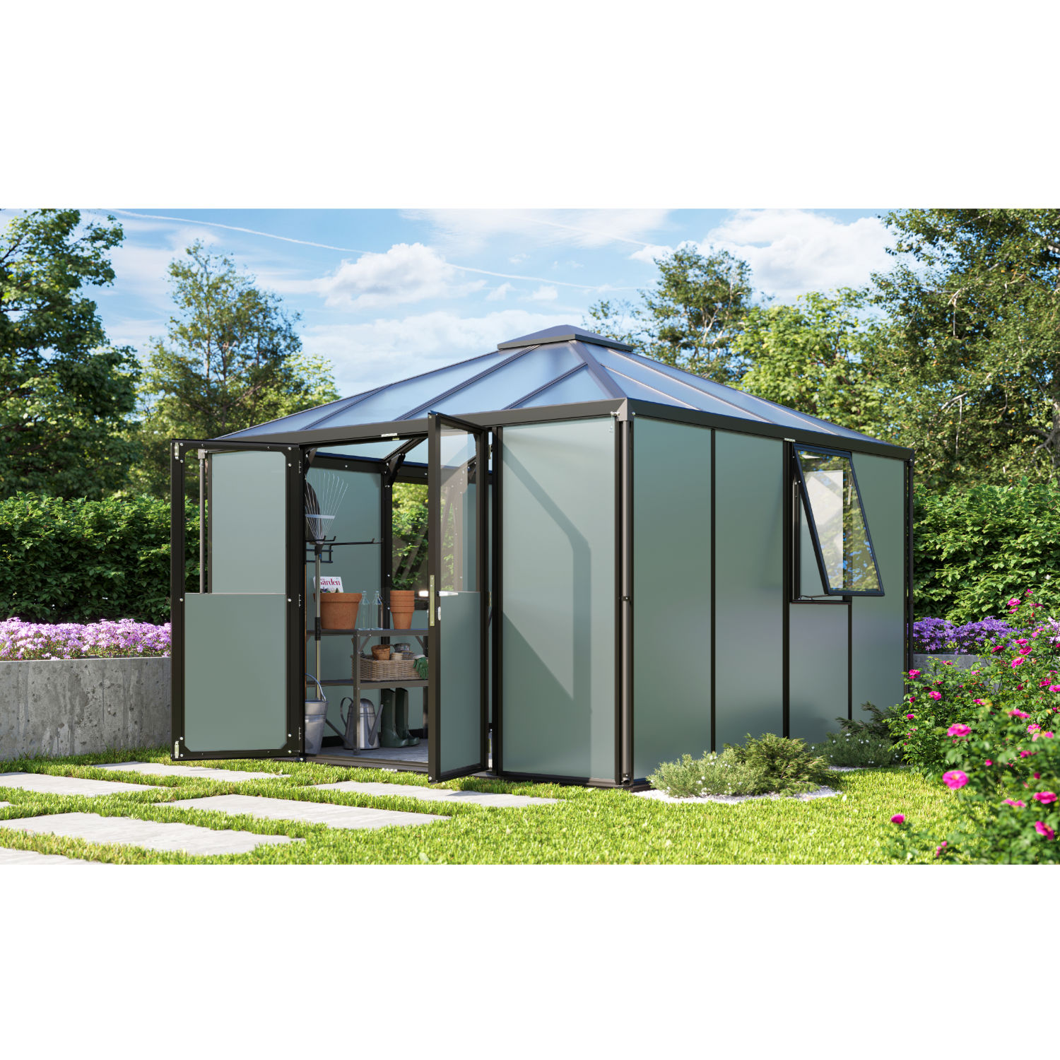 Gerätehaus 'universum', Schwarz, 10,2 M² - Vitavia