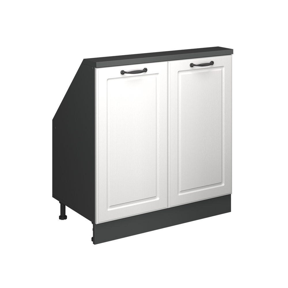 Küchenschrank Für Dachschrägen R-line, Weiß Landhaus/anthrazit, 80 Cm Mit 2 Türen, Vicco