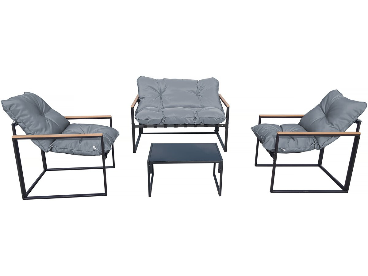 Habitat Et Jardin – Salon De Jardin Jules 4 Places En Métal Gris/noir