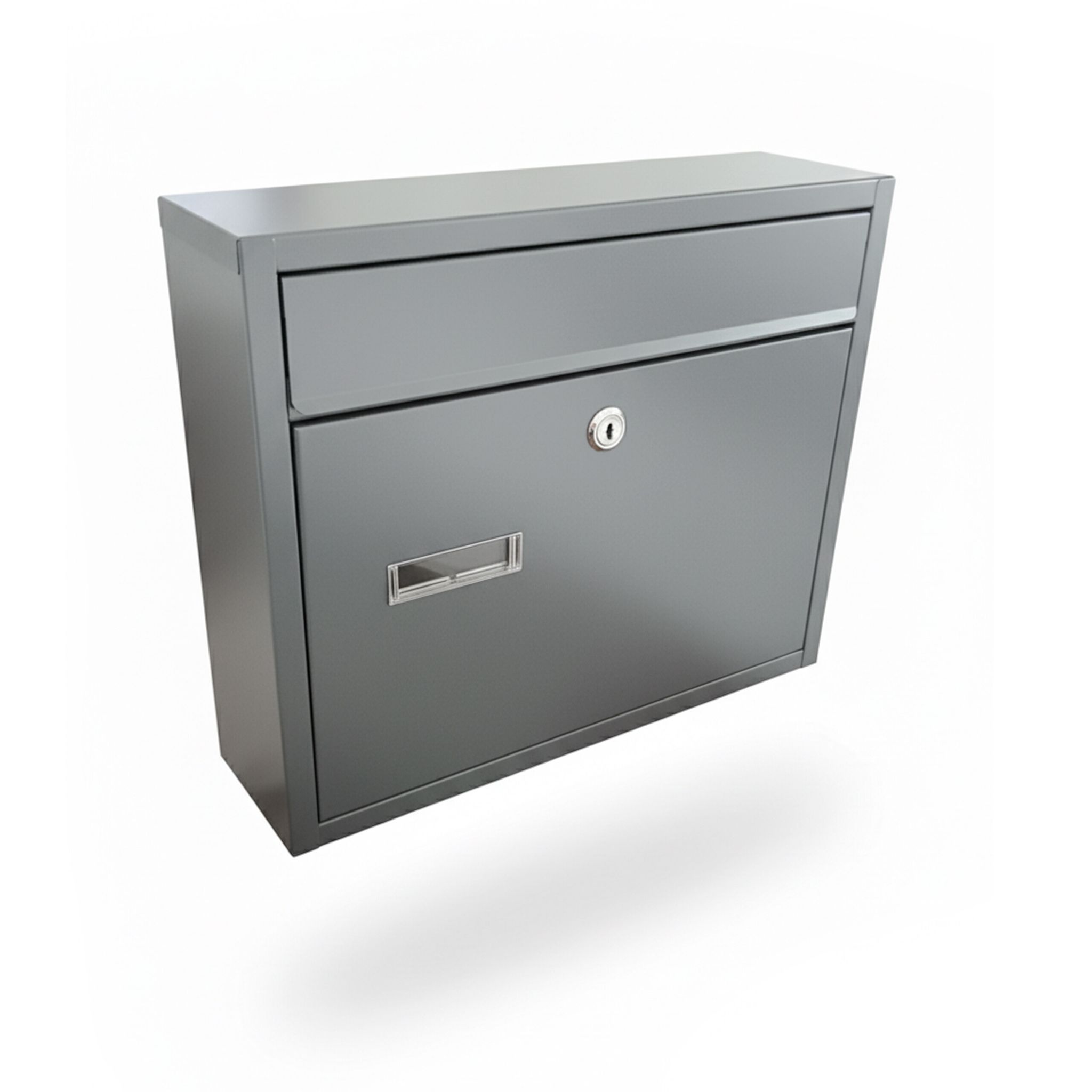 Relaxdays Letterbox With Nameplate, Hwd, 31 X 36 X 10 Cm, Weather-resistant, 4 Keys, Horizontal Letterbox, Grey