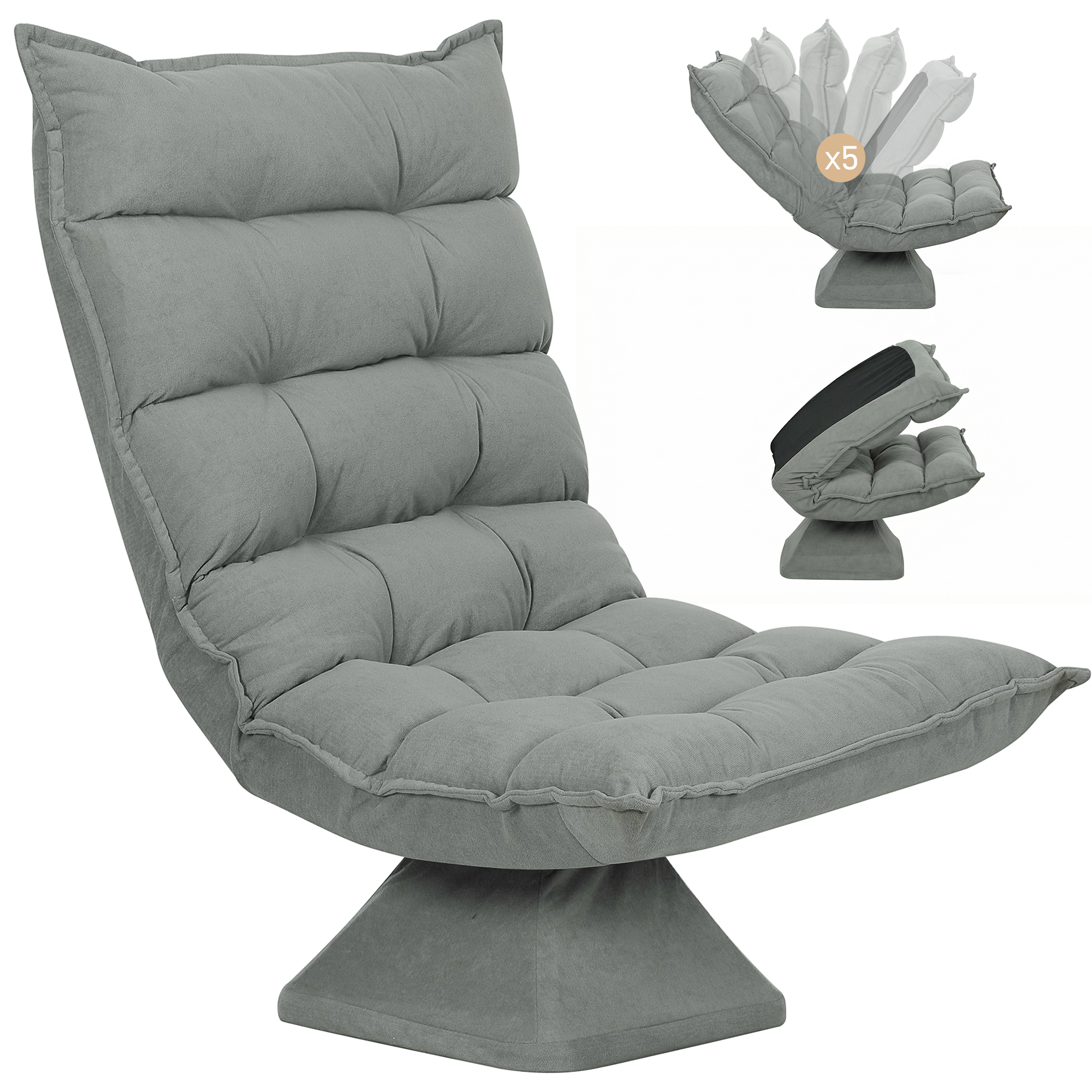 Canapé-lit Convertible 3 Places En Tissu Lin Avec Dossier Inclinable 3 Positions 2 Coussins Et 2 Porte-gobelets Gris Foncé