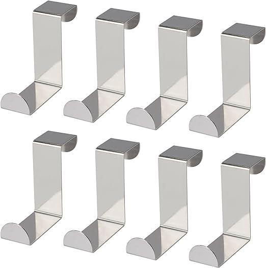 Crochets de porte réversibles en acier inoxydable, forme en Z, lot de 8