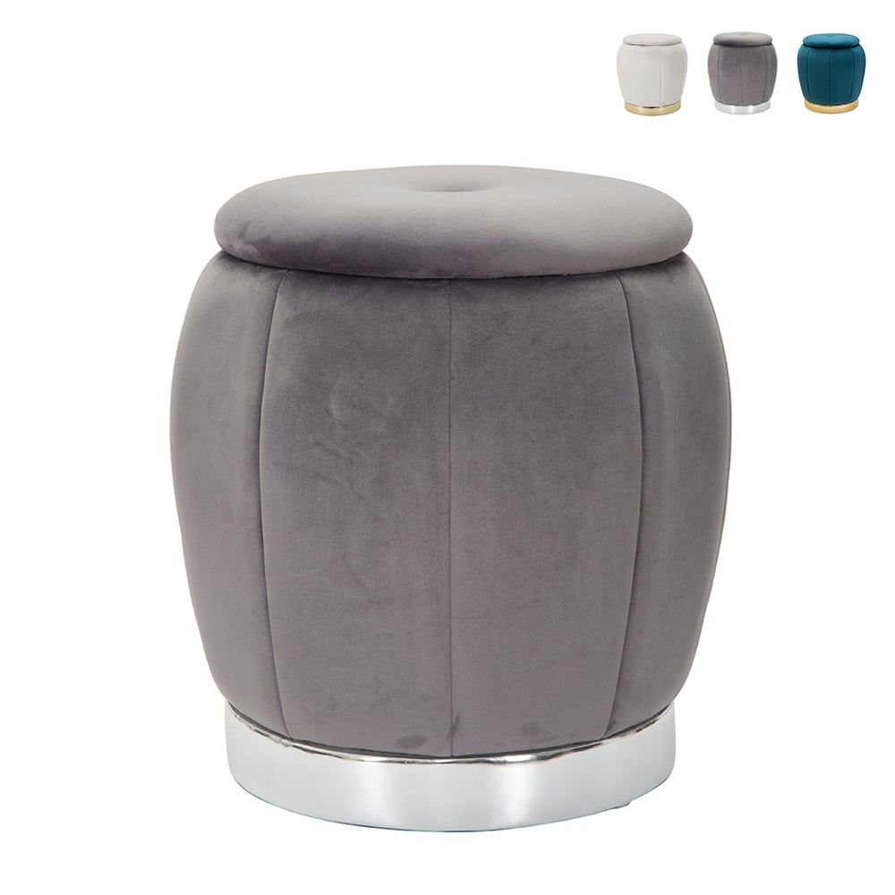 Mauro Ferretti Grau/Silber Hocker + Pouf, Hocker Mit Stauraum Paris - (43 X 43 X 43 Cm) - Bild 3