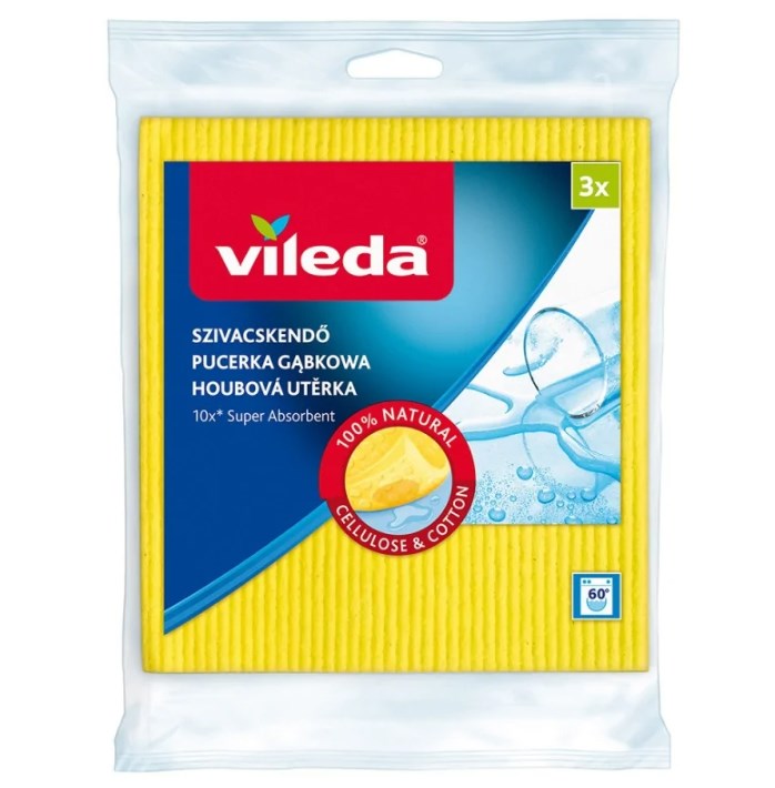 Vileda Panno Spugna Tre Panni, Baumwolle, Faser, Multicolour, Pulizia, 3 8001940000213