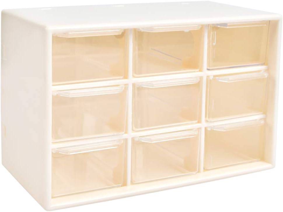 Boîte de rangement à 9 compartiments, organisateur 3 niveaux à tiroirs transparents, blanc