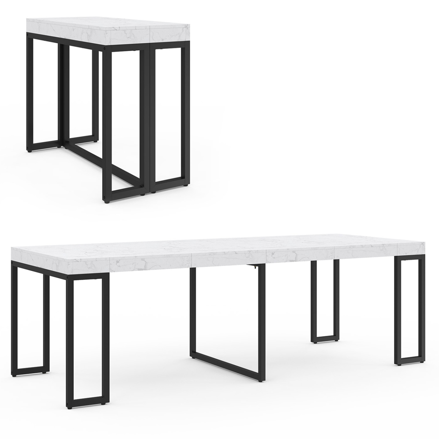 Idmarket - Table Console Extensible 10 Personnes 235 Cm Plateau Effet