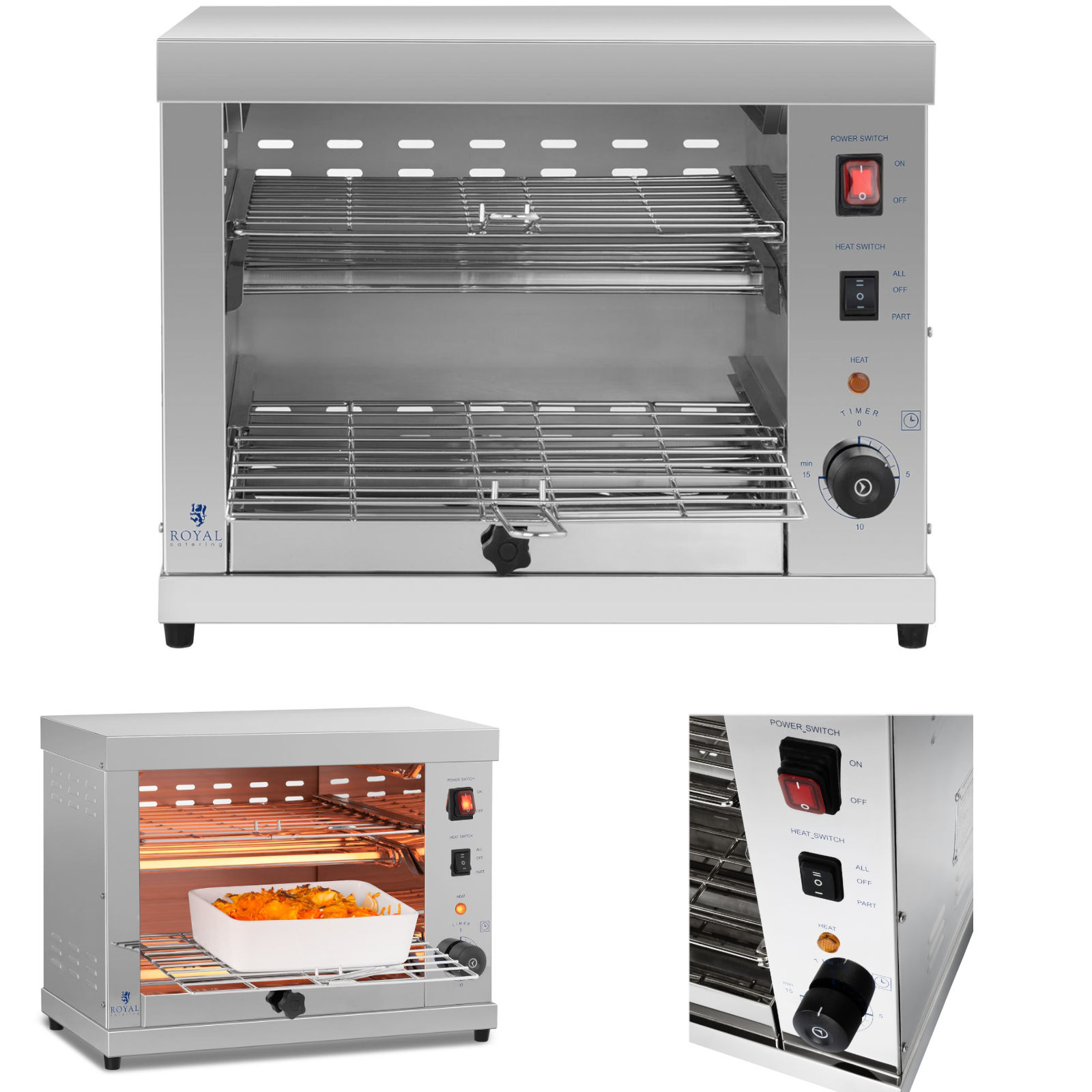 Royal Catering Silbern Salamander Grill 2 Etagen 3.250 Watt - Image 2