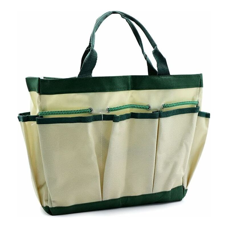 Sac à outils de jardinage multifonction avec 8 poches, beige, lot de 2