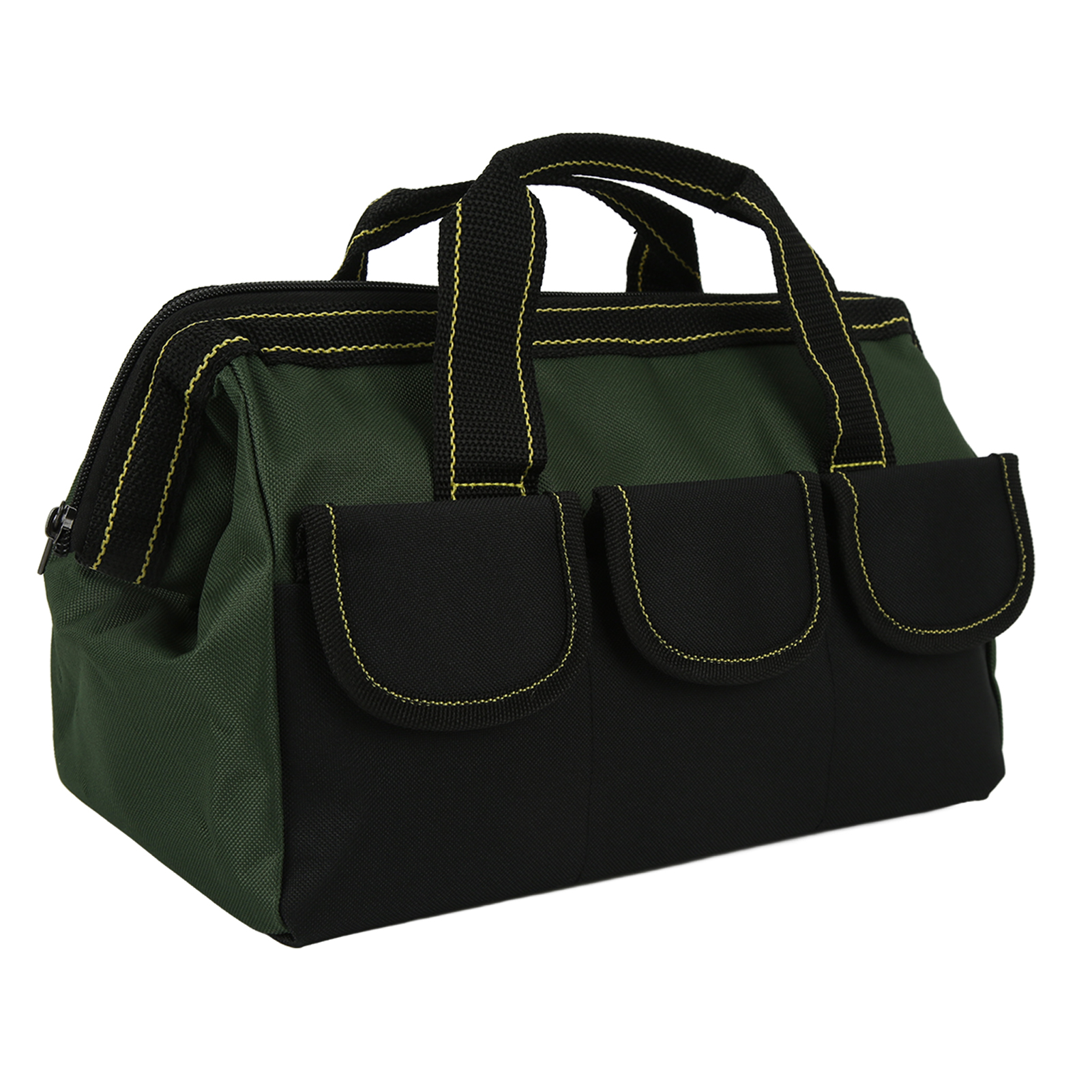 Sac de rangement d'outils 13 pouces en toile Oxford 1680D imperméable, poches multiples, vert armée