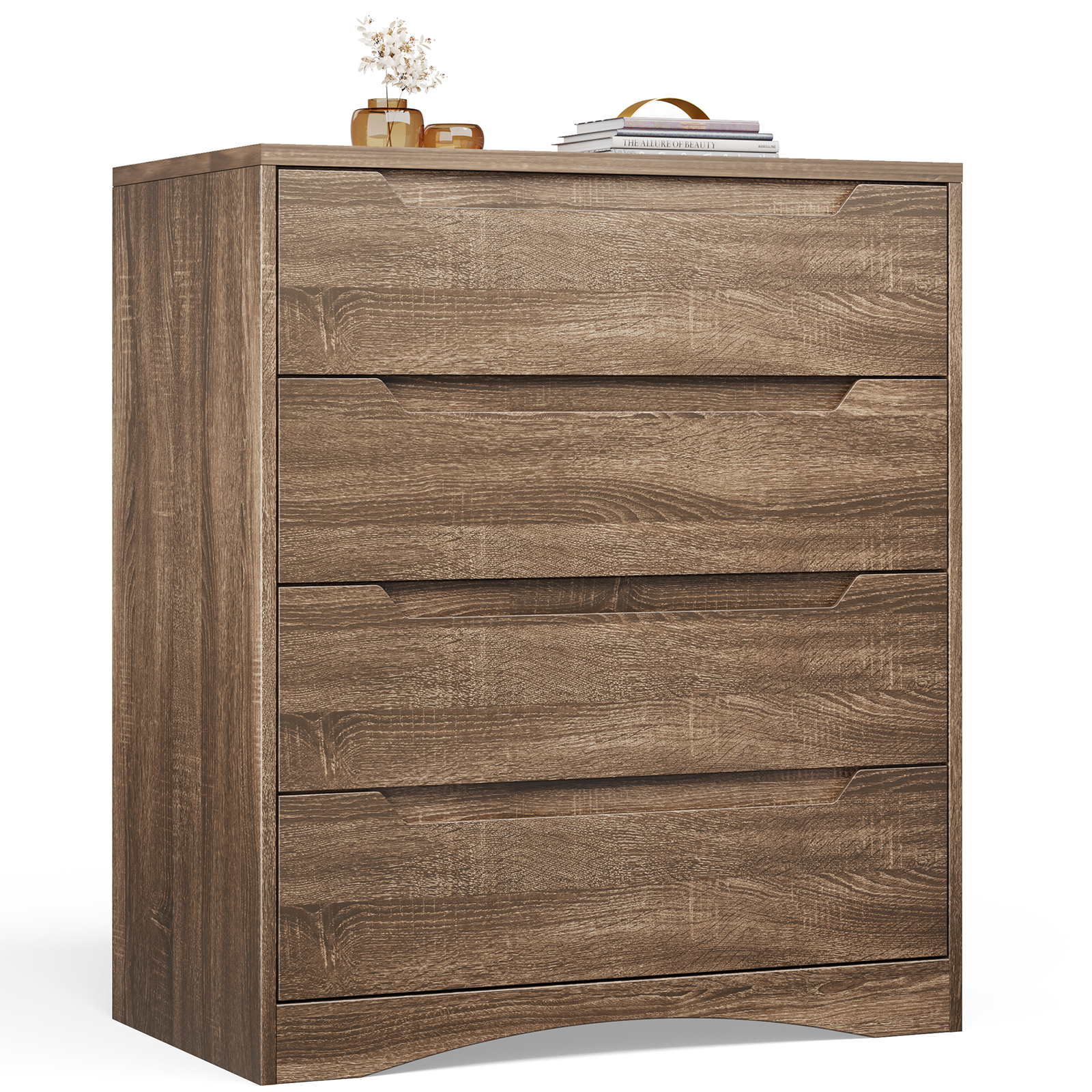 Bealife – Commode 4 Tiroirs Marron En Mdf – Dimensions 71 X 41 X 82 Cm