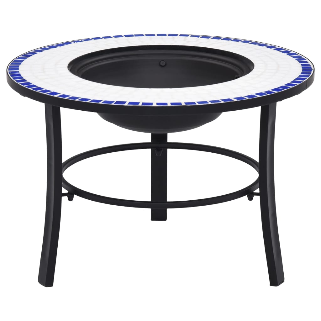 vidaXL Brasero de Mosaico Cerámica Azul y Blanco 68 cm