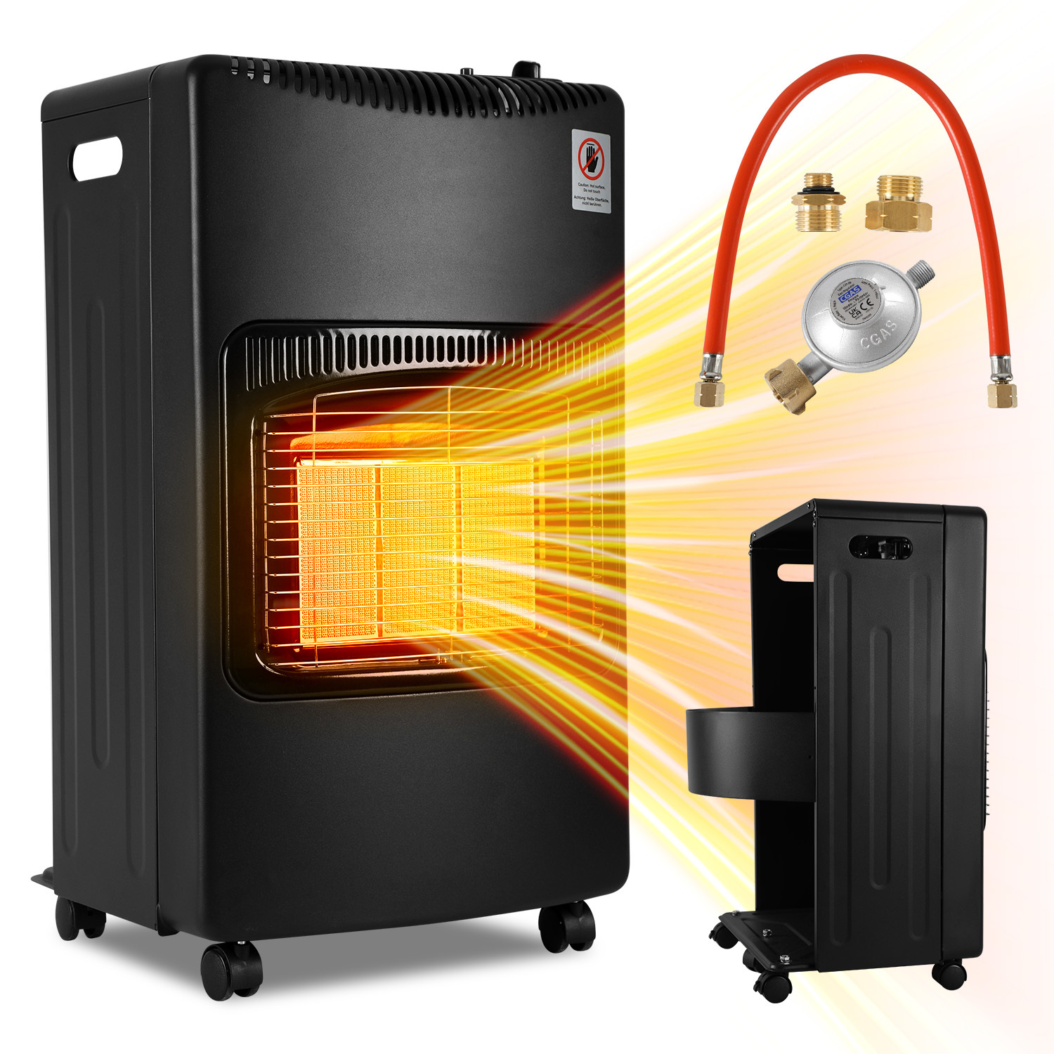 Jopassy Stufa A Gas Con Adattatore Europa Catalitica Butano Slim 42x36x73cm Pieghevole 1500w/4200w Classe A 4 Rotelle