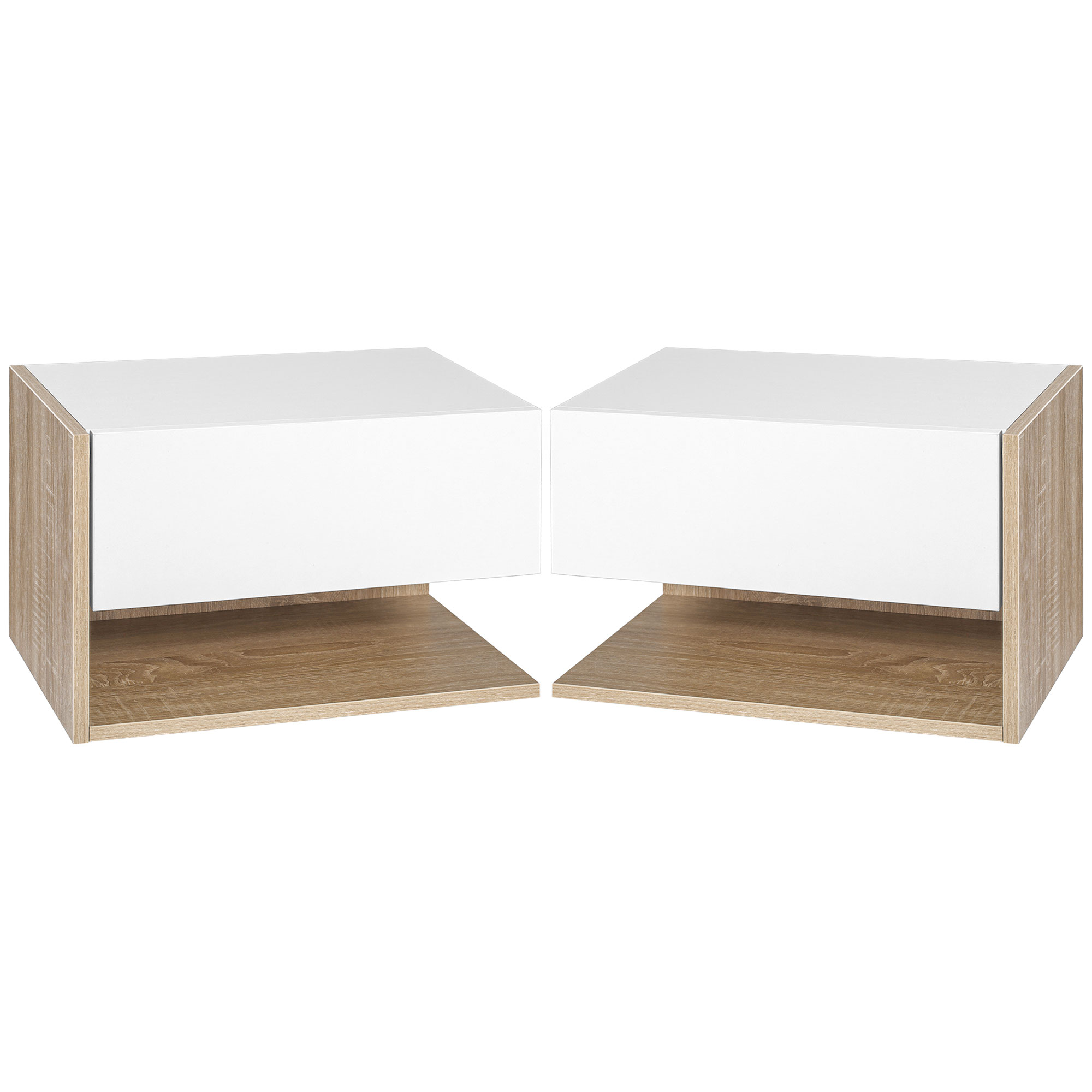 Homcom - Lot De 2 Tables De Chevet Murales - Lot De 2 Tables De Nuit