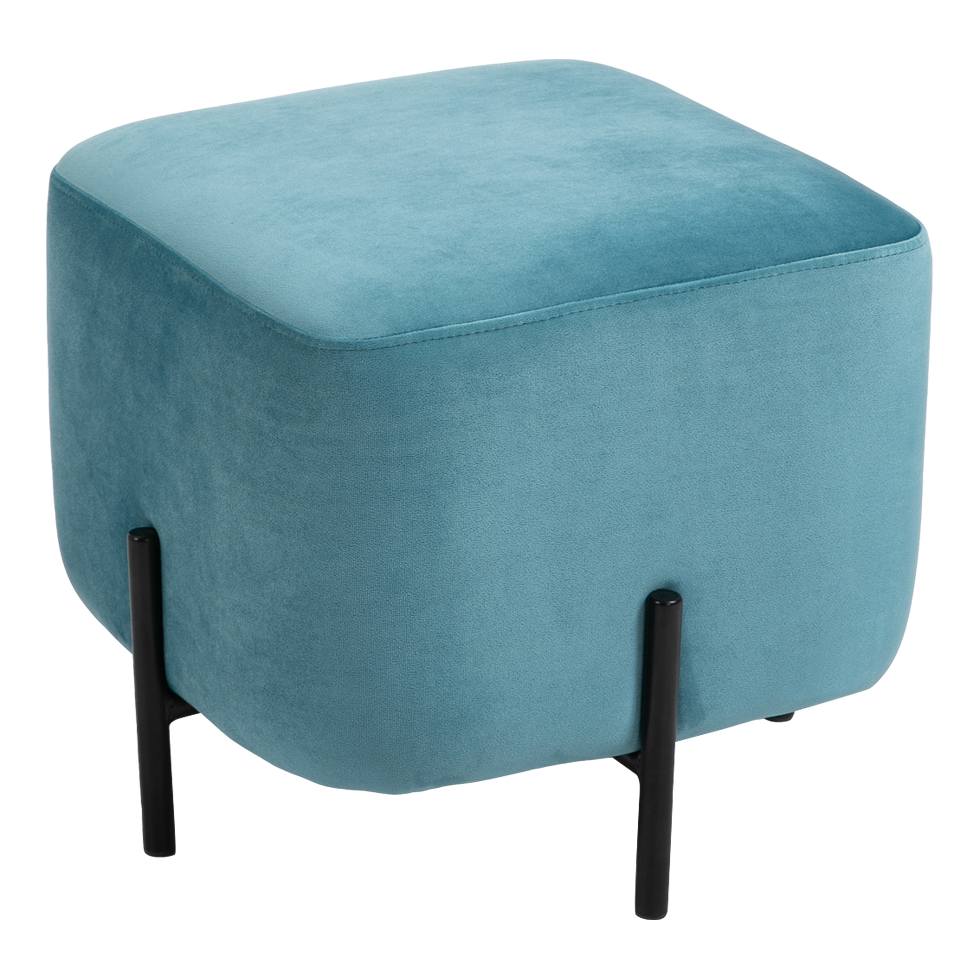 Fußhocker Fußstütze Gepolstert Polyester Stahl Schaumstoff Türkis 44,5 X 44,5 X 41,5 Cm - Homcom