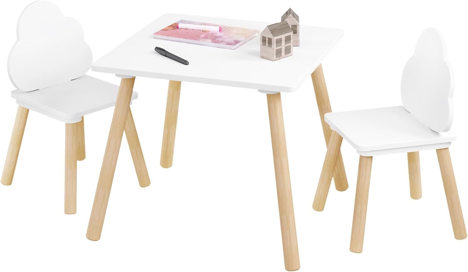 Woltu - Table Enfant En Mdf Avec 2 Chaises