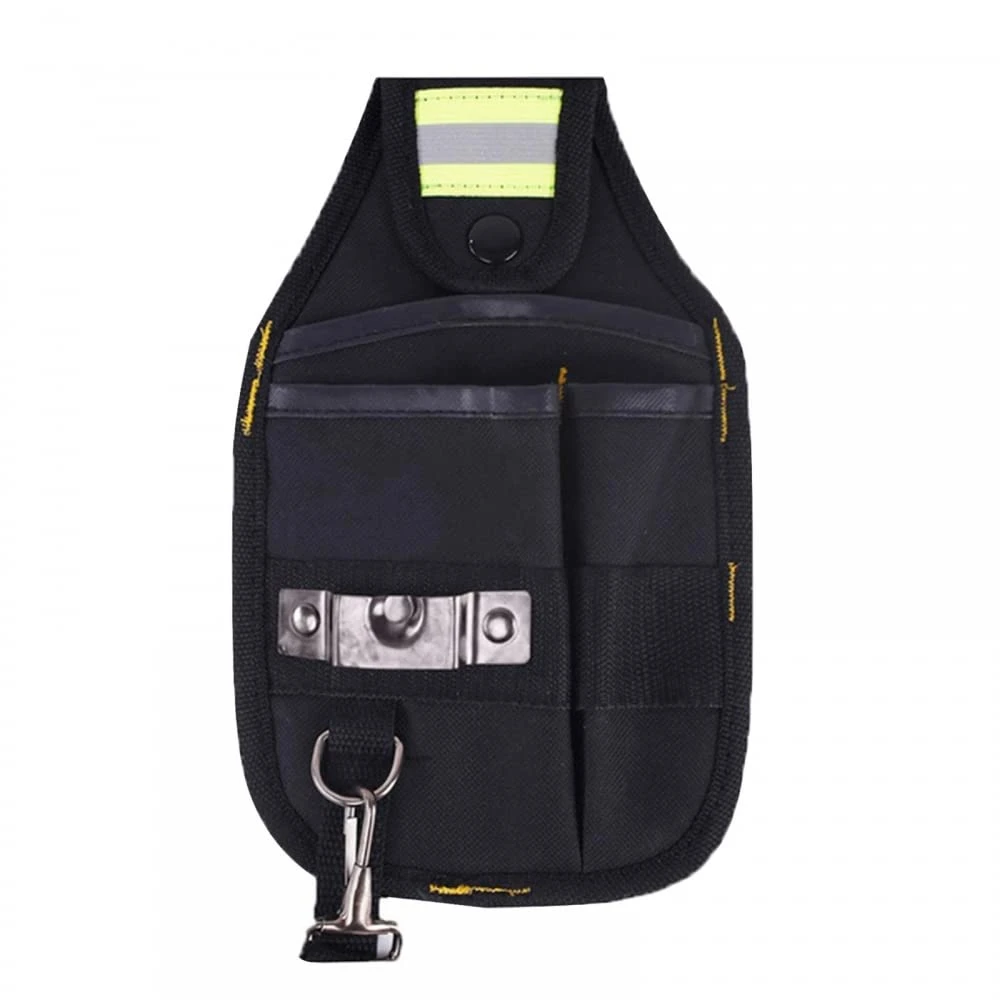 Sacoche porte-outils à ceinture en tissu Oxford, 3 poches, passant et boucle métallique, 25 x 15,5 cm, noir