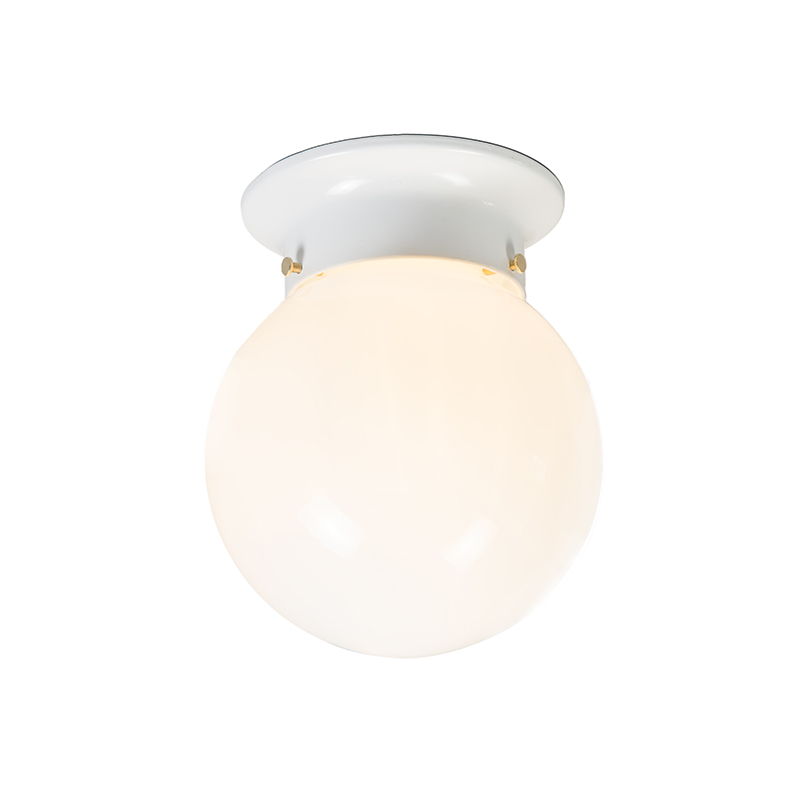 Qazqa Retro Ceiling Lamp White Opal Glass - Scoop