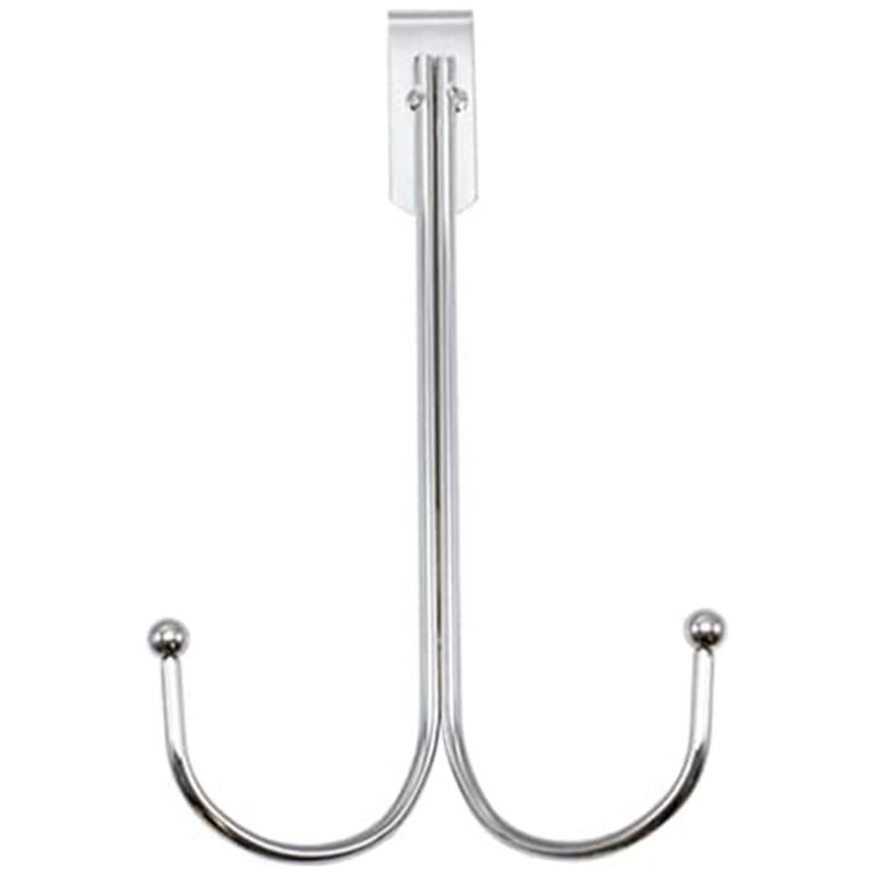 Crochet de porte sans perçage, double crochet en fer argenté, lot de 2