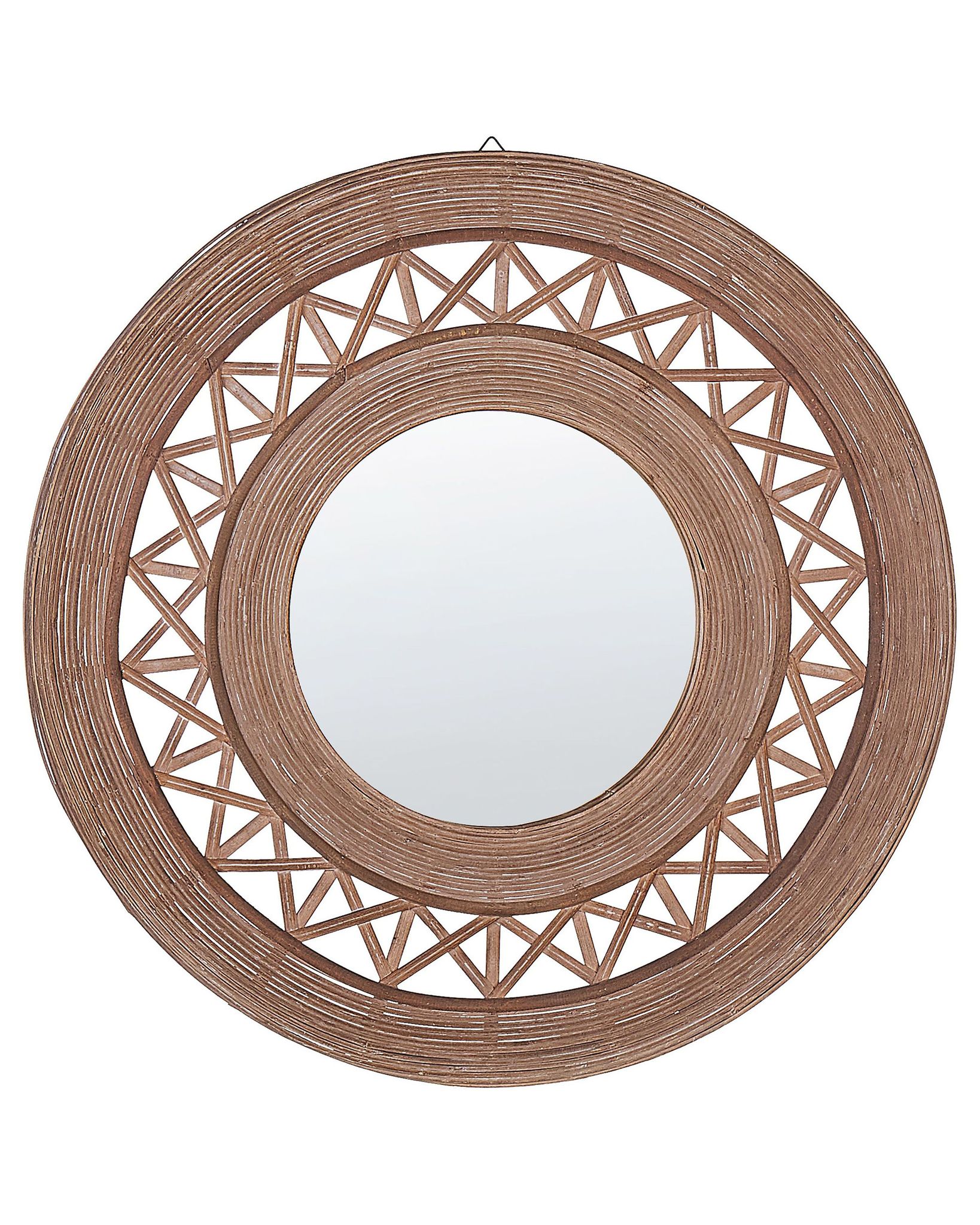 Beliani - Miroir Mural Style Boho Rond Effet Bois En Bambou Fait Main Ø