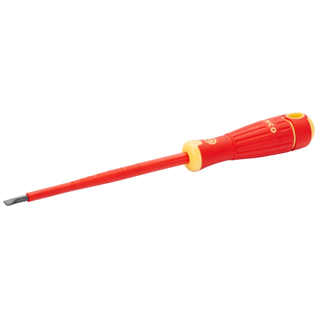 Bahco Bahcofit Isolierter Schraubendreher Für Schlitzschrauben Mit 2-Komponenten-Griff, Vde-Zertifiziert 1 Mm X 5.5 Mm X 125 Mm