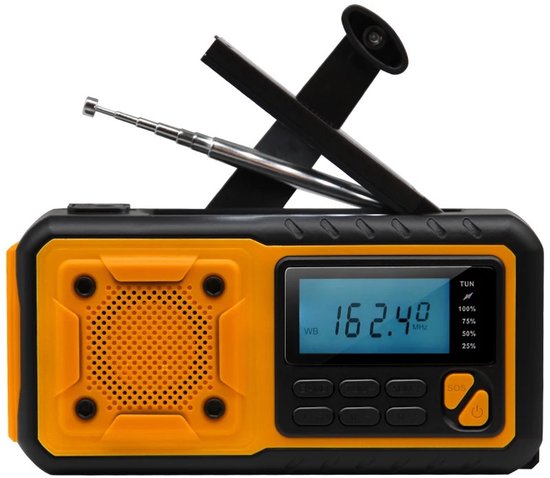 Radio Di Emergenza A Carica Manuale Ad Energia Solare - Radio Portatile - 5000 Mah - Quattro Modalità Di Alimentazione - Radio Am/fm Sw Multibanda, Led Di Lettura, Torcia, Power Bank.