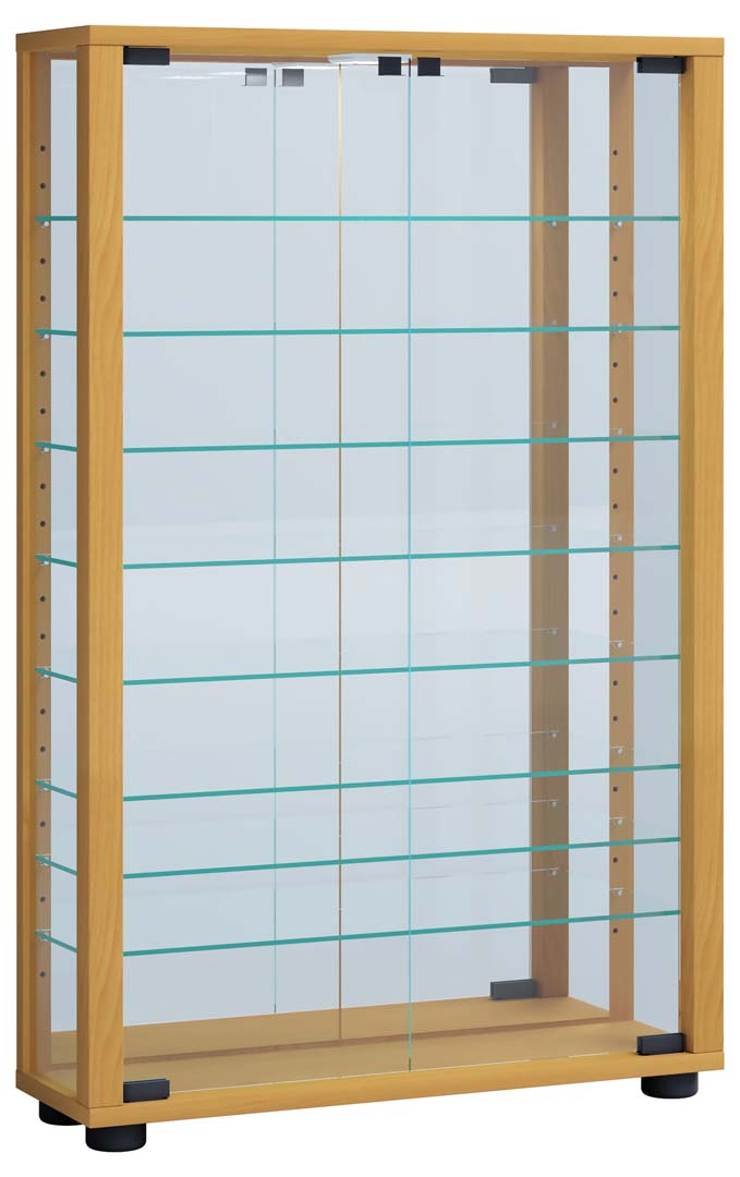 Vcm Buche Standvitrine "Glas Stand Vitrine Sammelvitrine Lumo Mini Spiegel" 1 Stk. Tlg. von Baur - Image 3