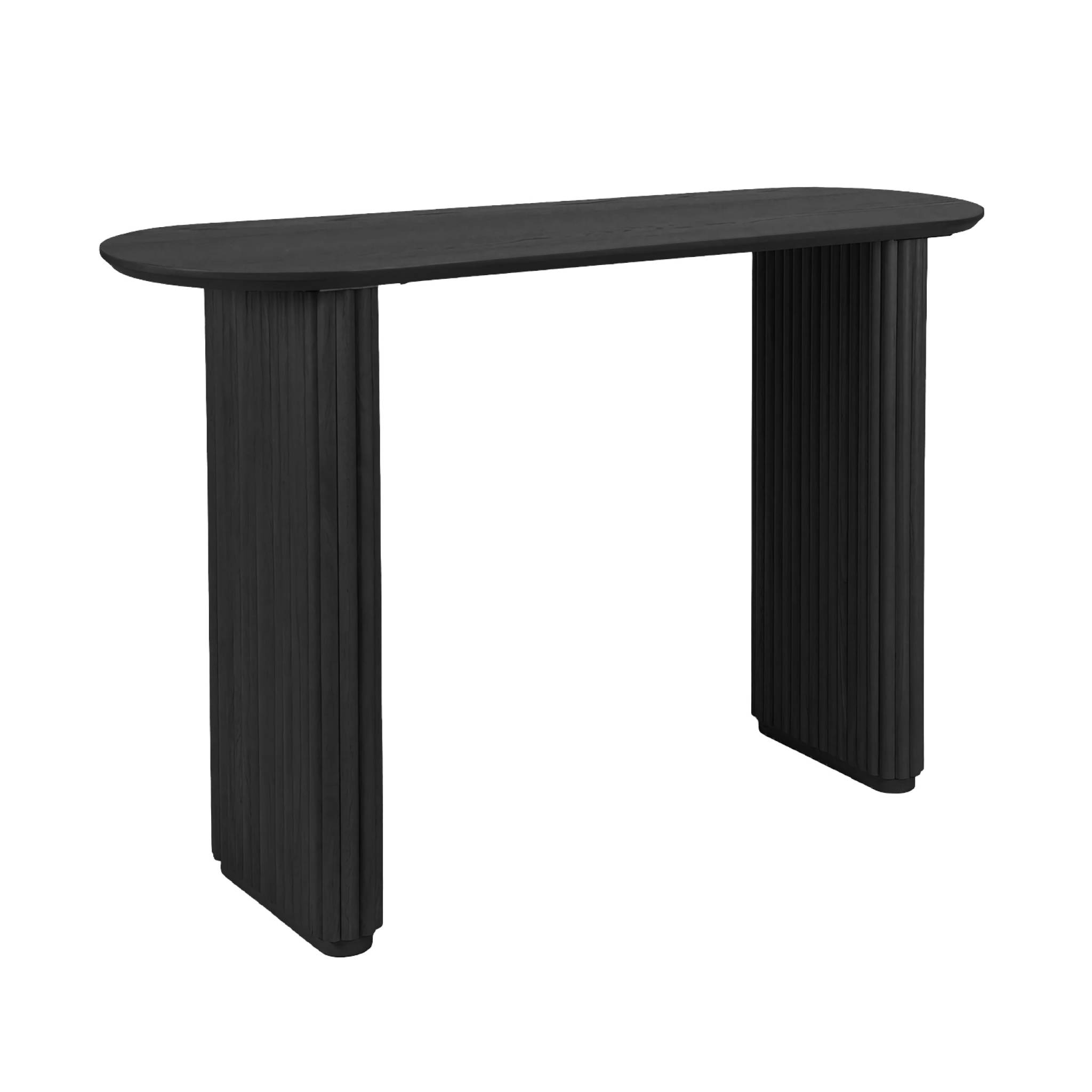 Sweeek Oval Console Rubberwood And Oak-effect Veneer Black 120x38x75 Cm - Gabrielle