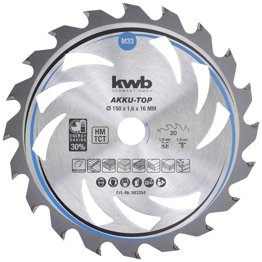 Kwb 583354 Lame De Scie Circulaire Au Carbure 150 X 16 X 1.0 Mm Nombre De Dents: 20 1 pièce — photo de l’offre ManoMano