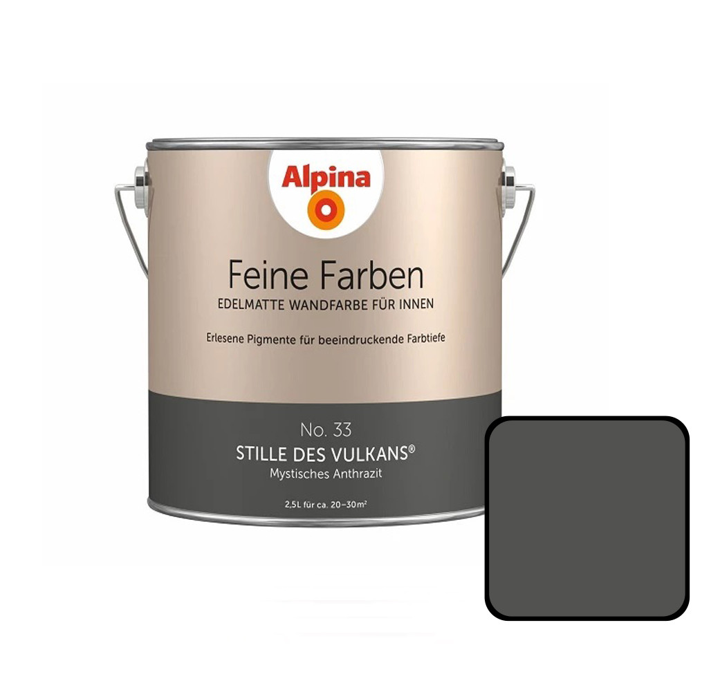 Feine Farben No. 33 Stille Des Vulkans 2,5 L Mystisches Anthrazit Edelmatt Wandfarbe - Alpina