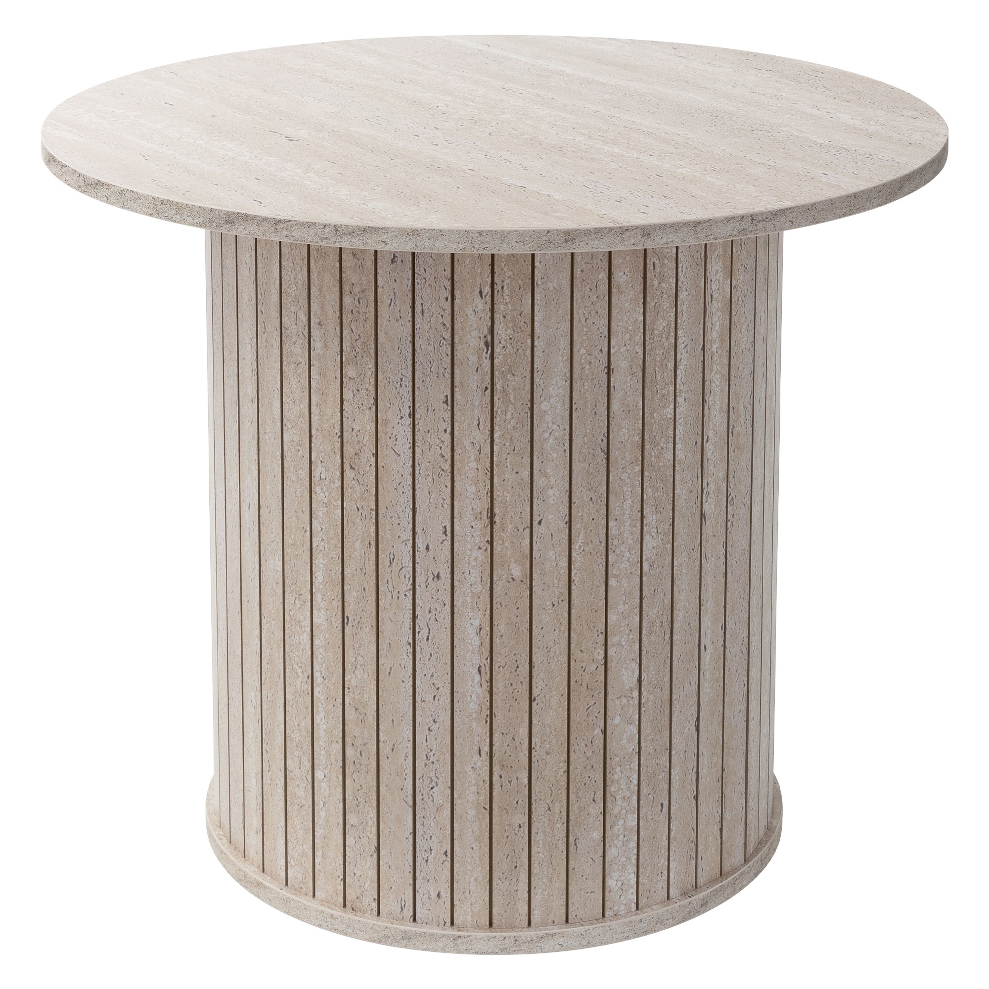 Ml-design – Table Basse Ronde Ø 60 Cm – Aspect Pierre Beige – Plateau