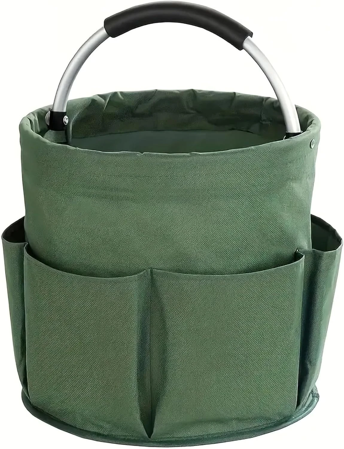 Panier de rangement portable pour outils de jardin en tissu Oxford 600D, 6 poches extérieures, poignée rembourrée, vert