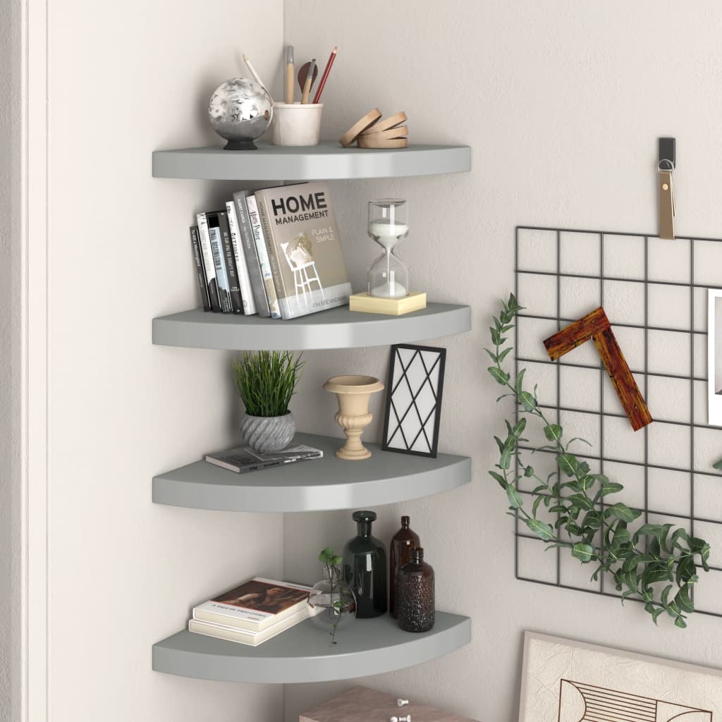 Vidaxl Grau Eck-Schweberegale 4 Stk. 35X35x3,8 Cm Mdf