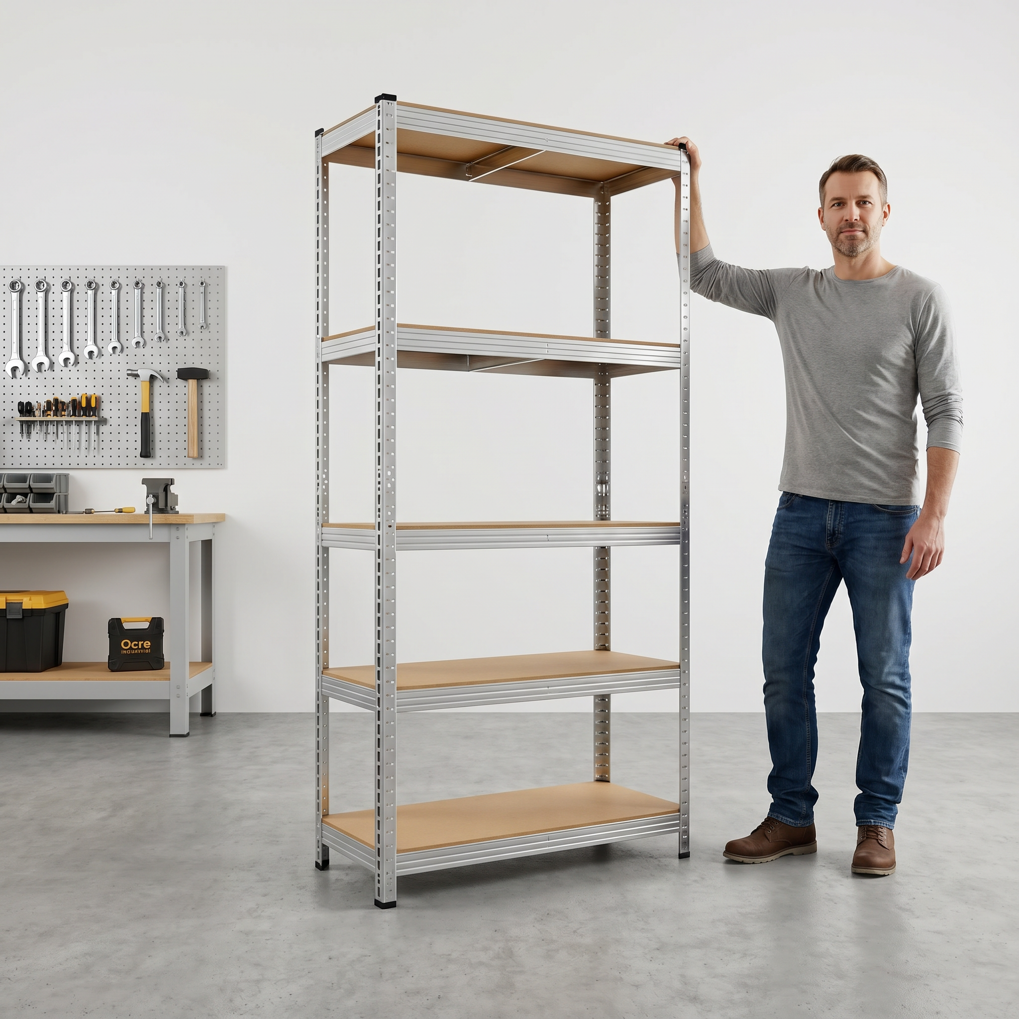 Etagère Modulable Charges Lourdes- 5 Niveaux Acier 180x90x40cm,étagères