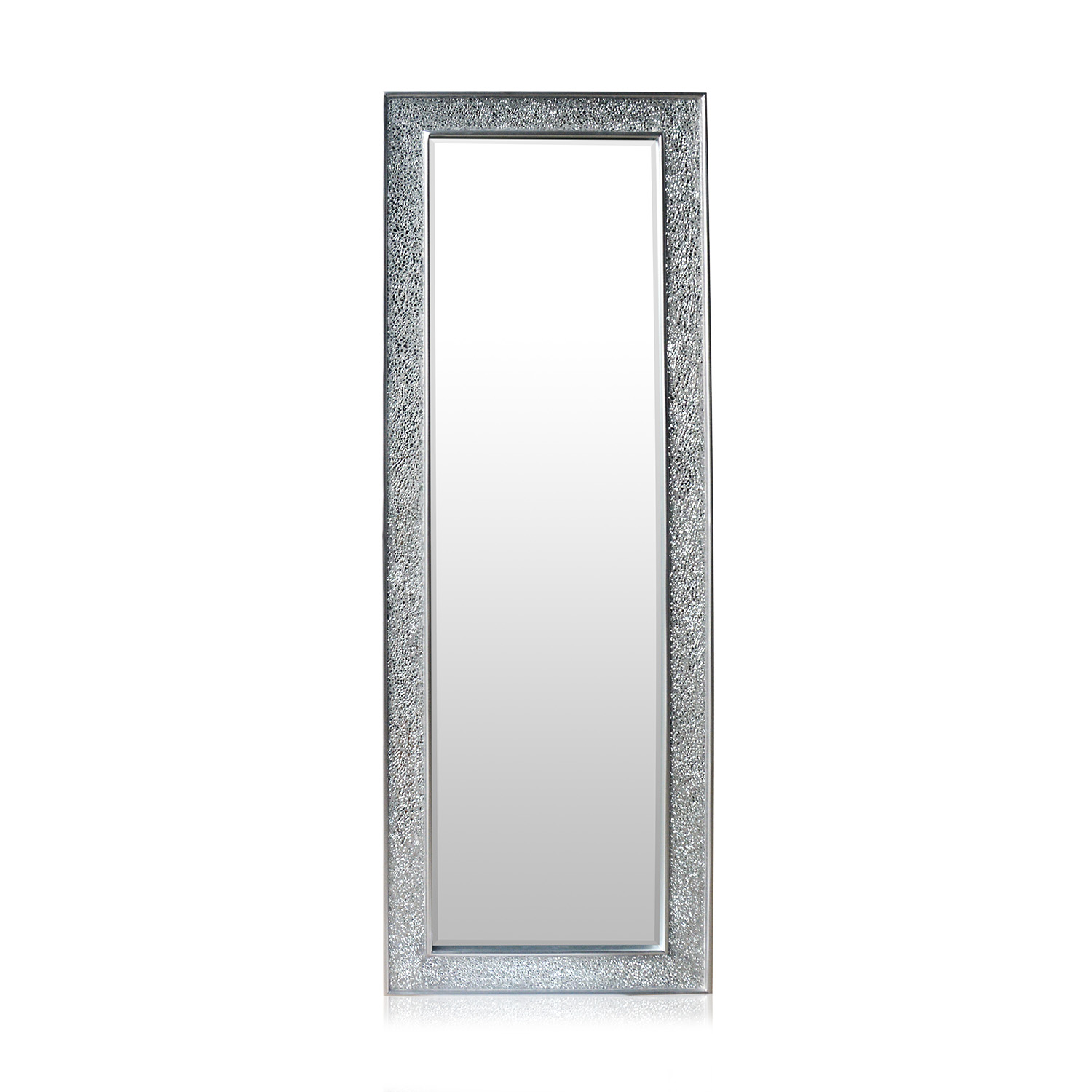 Casa Chic - Glamour By Mosaik Glitzereffekt Wandspiegel - Silber - Ganzkörper Standspiegel - 130 X 45 Cm