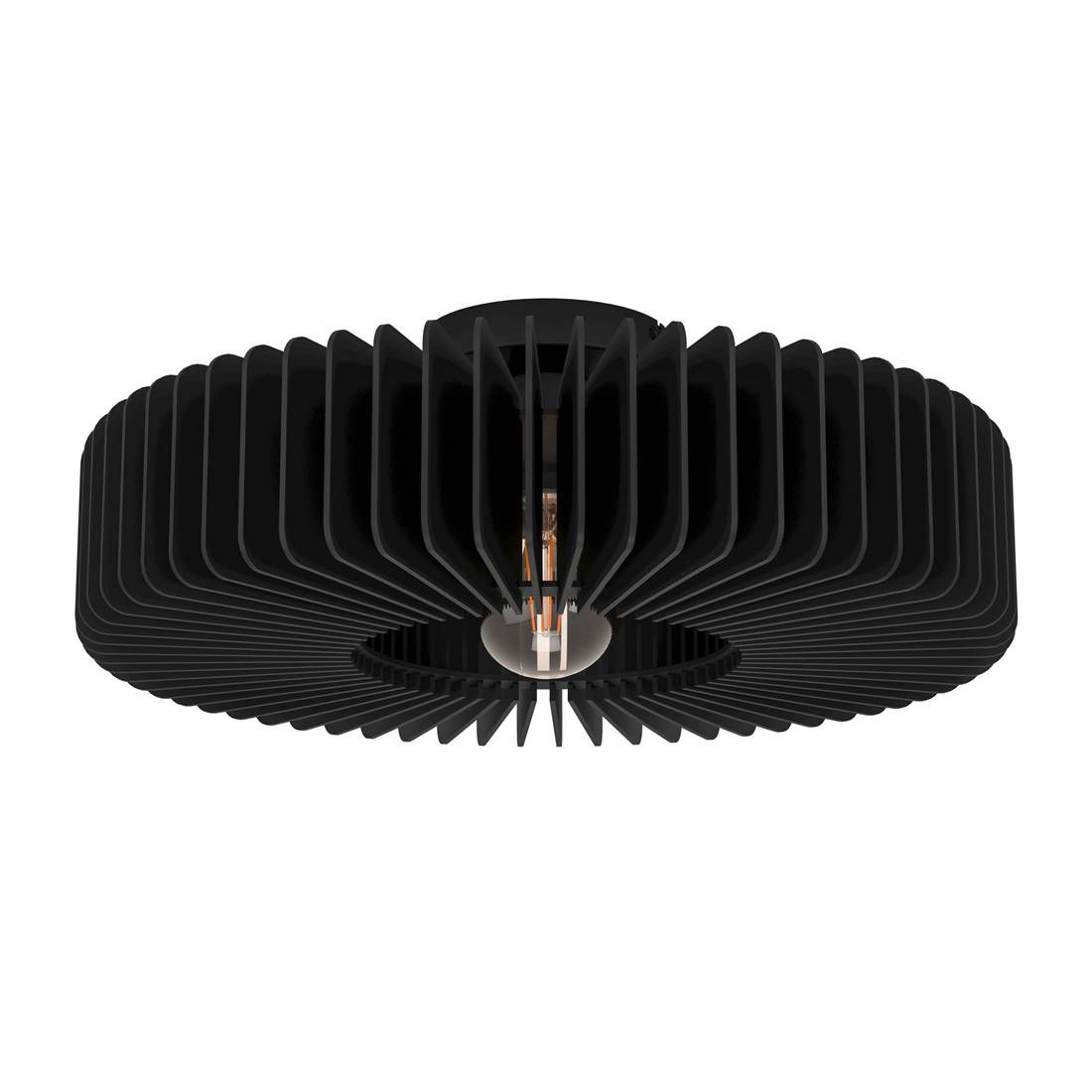 Plafonnier Palombaia Bois Noir E27 1x40w H: 17,5 Cm Ø50cm Dimmable