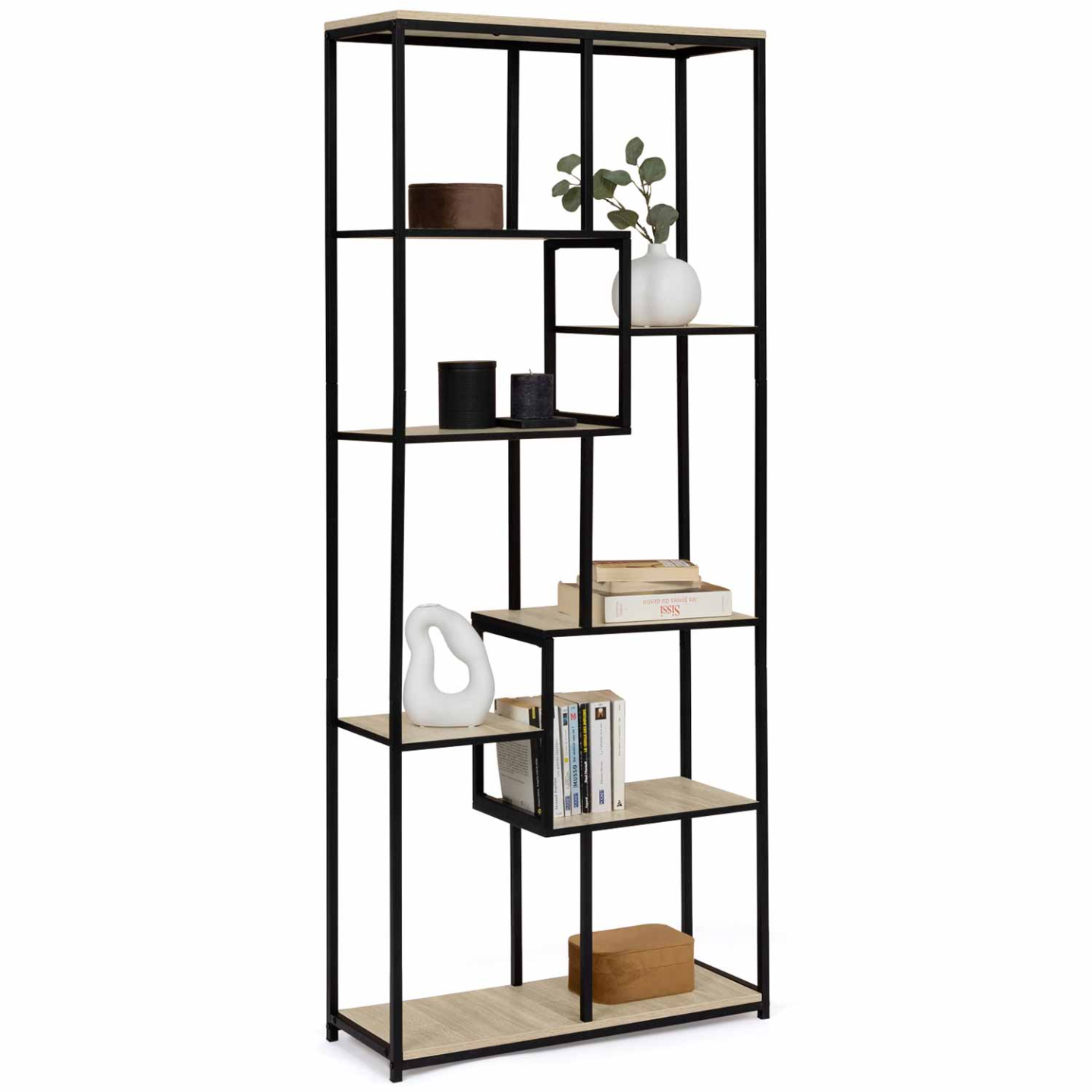 Idmarket – Bibliothèque Asymétrique 8 Niveaux 161 Cm – Métal Et